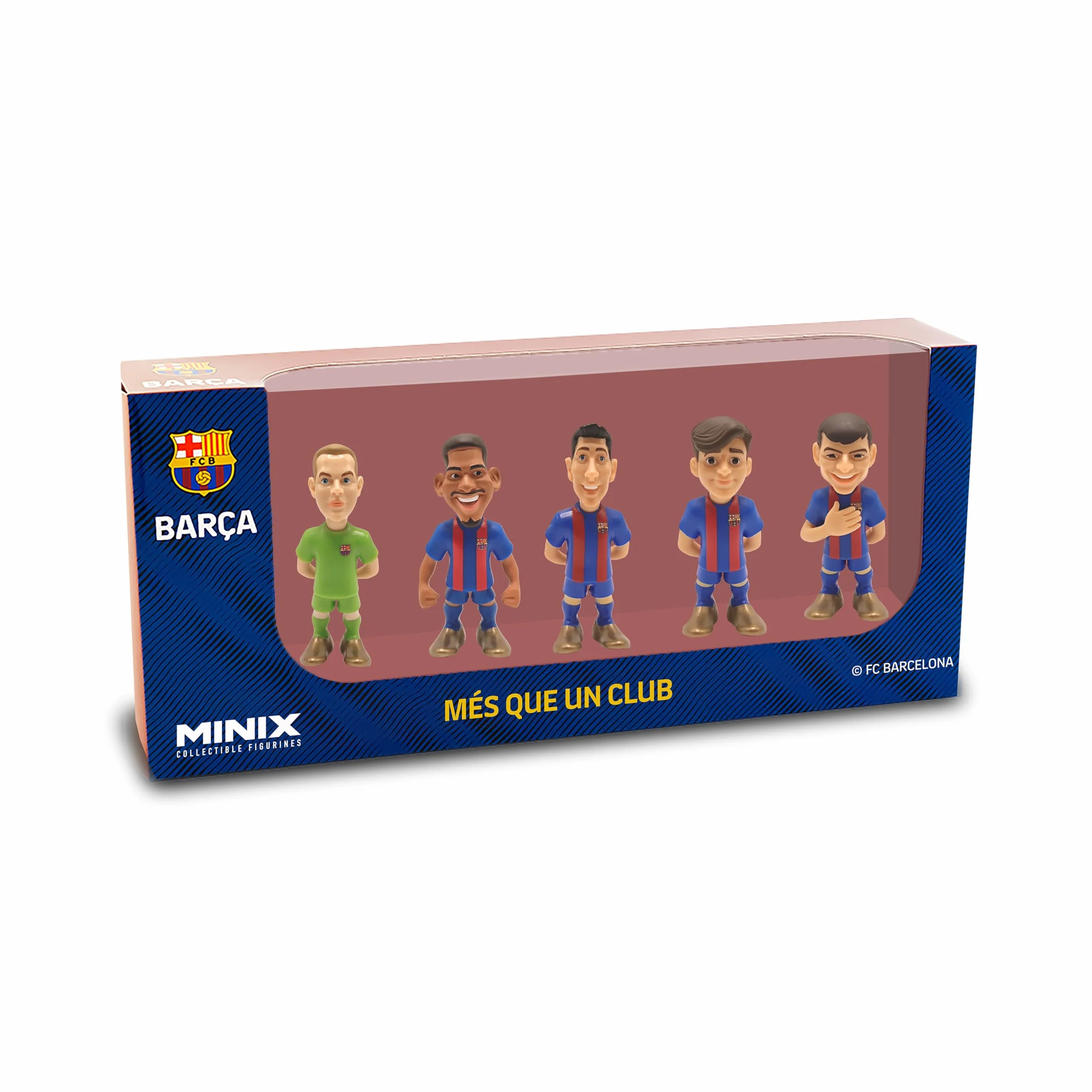 MINIX Collectible Figurines - 5-Pack of 7cm Soccer Players - A Miniature Marvel for Every Football Enthusiast. FC Barcelona, Araujo, TER Stegen, GAVI, Pedri, Lewandowski, 7cm