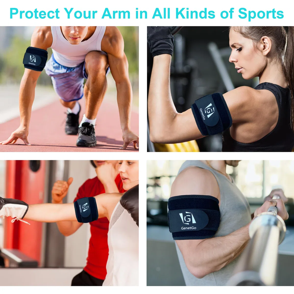 GenetGo Manga de compresión para tendinitis de bíceps y tríceps, alivio del dolor para tensiones musculares de bíceps y tríceps, soporte superior del brazo (L/XL ancho-4 pulgadas)