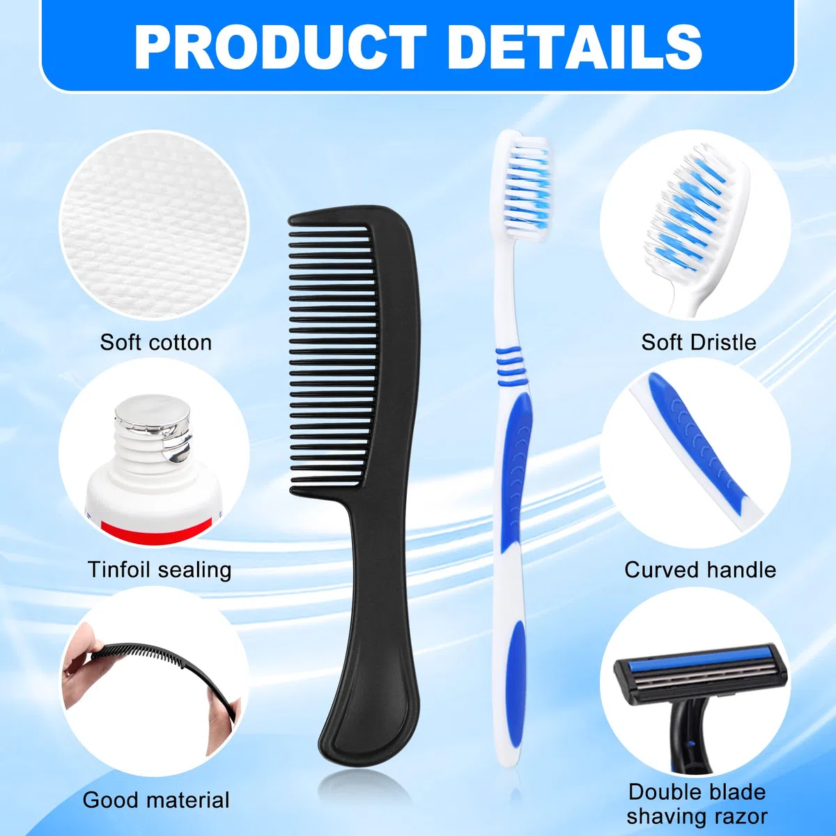 Kits de aseo básicos, empaquetados individualmente, suministros de higiene personal a granel para el cuidado de personas sin hogar