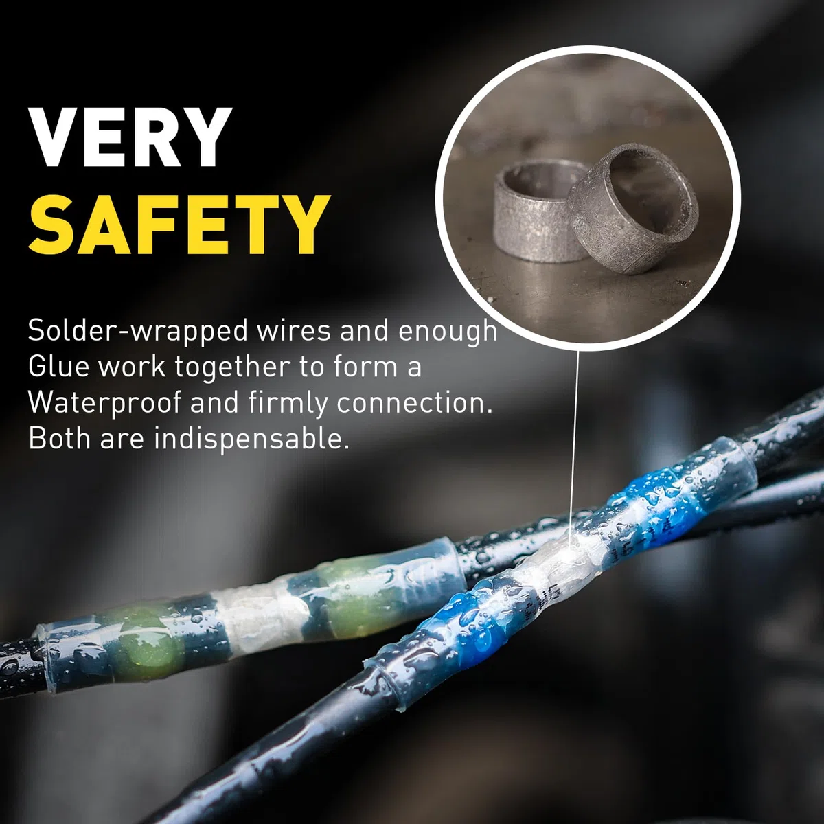 haisstronica 300 conectores de alambre de soldadura resistentes al agua, kit de conectores de soldadura termorretráctiles para marina, barco, camión, estéreo, eléctrico, junta (30 amarillo 70 blanco