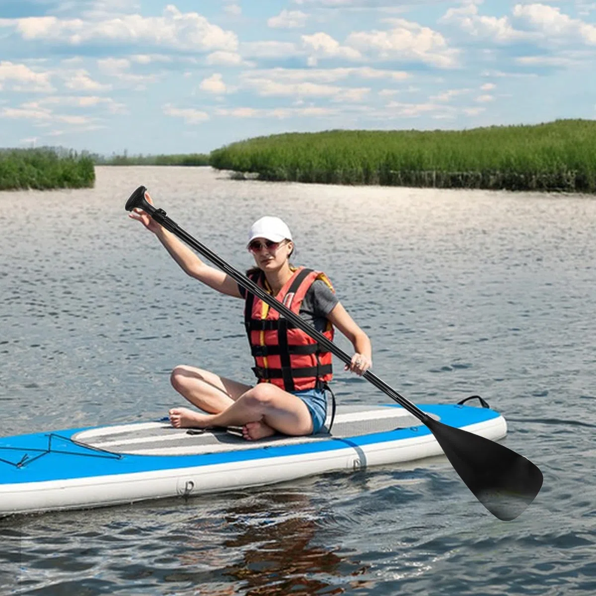 Paddle Surf de Remo - Paddleboard Flotante de 18 cm - Remo de Aluminio Ajustable de 3 Secciones para piragüismo, Remo y Deportes acuáticos. Ligero y portátil para Aventuras acuáticas al Aire Libre.