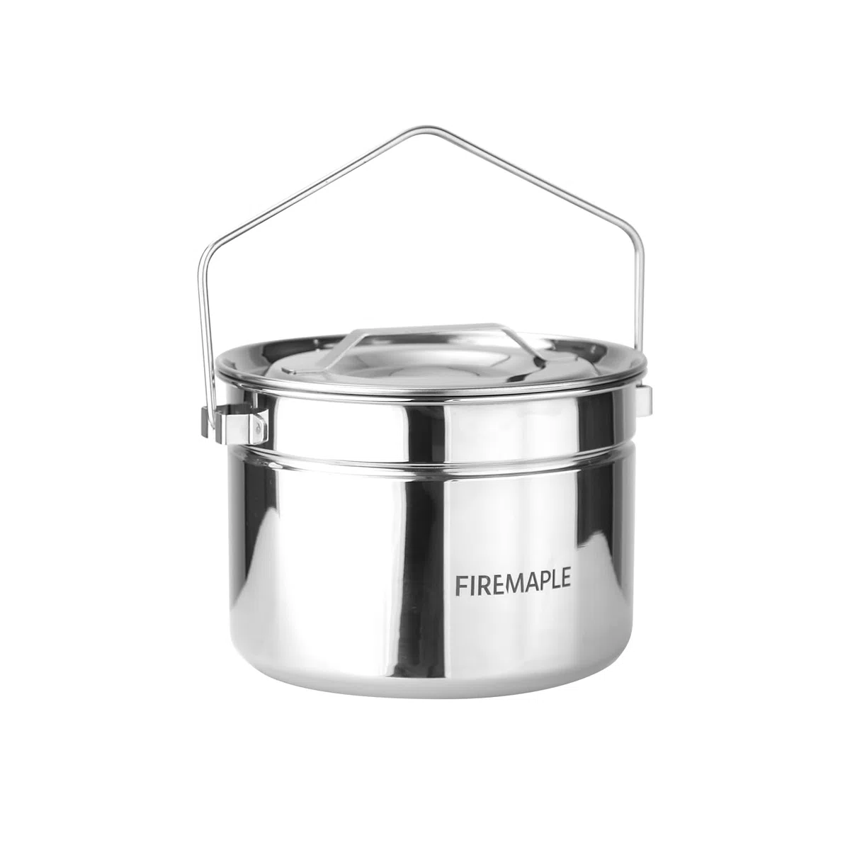 Fire-Maple Antarcti Olla de Camping de 1.8L de Acero Inoxidable con Cestillo para Cocción al Vapor, Olla Colgante para Fuego de Campamento con Asa Plegable para Cocina al Aire Libre y Bushcraft