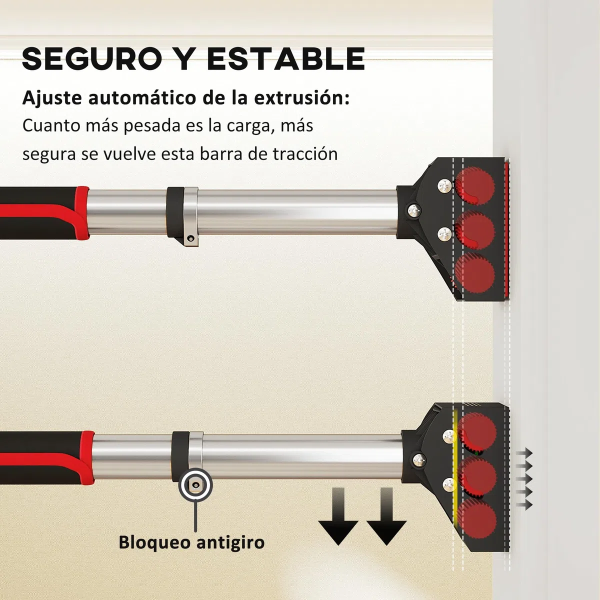 SPORTNOW Barra de Dominadas para Puerta Barra para Hacer Dominadas Ajustable de 95 cm a 123 cm Carga 200 kg para Ejercicio y Entrenamiento en Casa Gimnasio Negro y Rojo