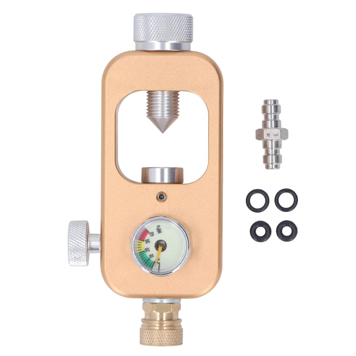 Adaptador Tanque Recarga Buceo, Adaptador de Alta Presión de 30 MPA con Manómetro, Aleación de Aluminio para Paintball, Rifles de Aire PCP, Botellas de Buceo, Compatible con Válvulas K/J/H