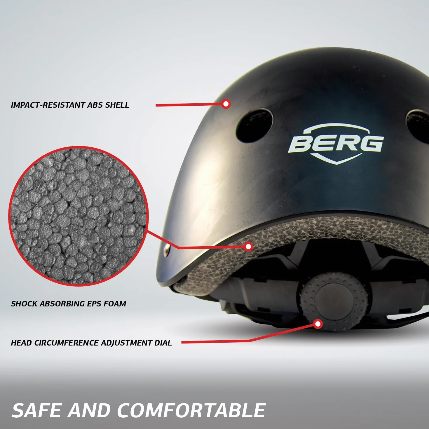 BERG Casque Enfant S Negro 48-52 cm ajustable