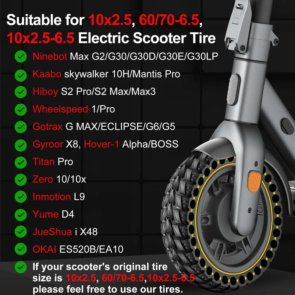 BANGTING 2PCS 60/70-6.5 Ruedas Macizas para Patinete Electrico, 10x2.5 Pulgadas Neumáticos de Reemplazo, 10x2.50-6.5 Rueda Para Segway Ninebot Max G2/G30/G30D/G30E/G30E/G30LP/G30D II/G30 Max