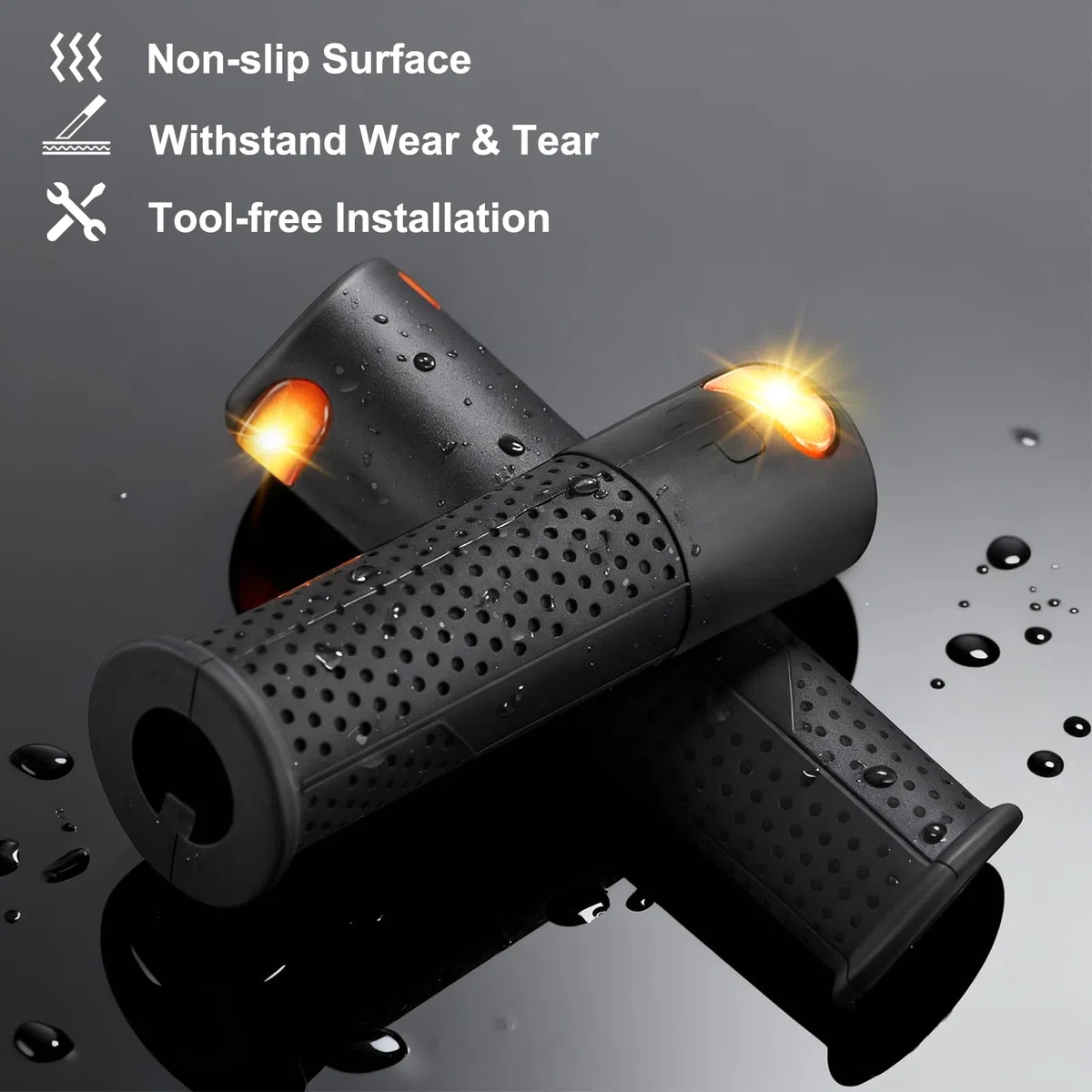 Señal de giro inalámbrica con control remoto para scooter, elegante y funcional, empuñaduras de manillar de scooter eléctrico con luces intermitentes integradas