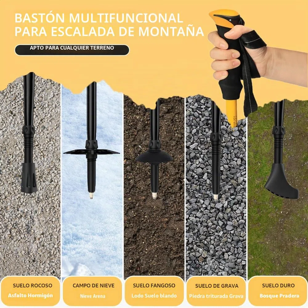 HUINING Bastones de senderismo plegables, 2 bastones de trekking de aluminio, para hombre y mujer, ligeros y plegables, ajustables, 115-135 cm, para deportes de montaña, senderismo y excursionismo