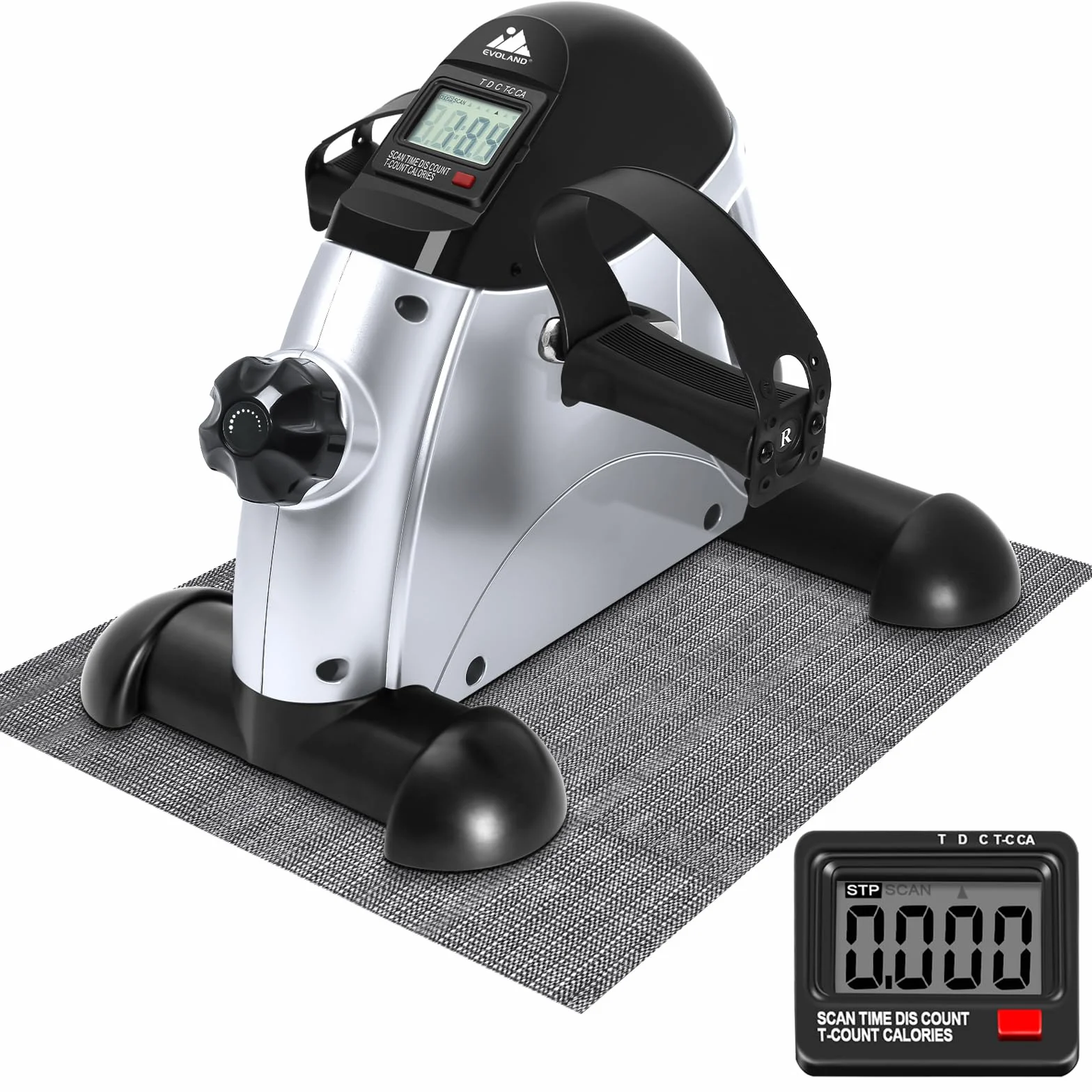 EVOLAND Pedales Estaticos mini Pedal Bicicleta Estatica Pedal Estático Portátil Máquinas con Pantalla LCD y Resistencia Ajustable Pedales Electricos para Mayores