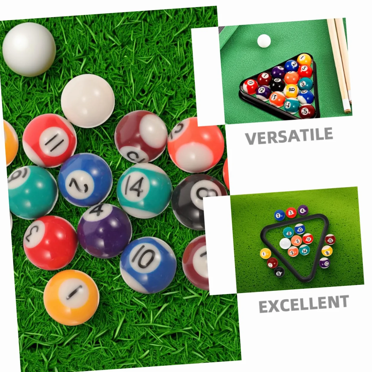 Toyvian Juego de Billar Infantil 17 Piezas Bolas de Resina con Triángulo Portátil