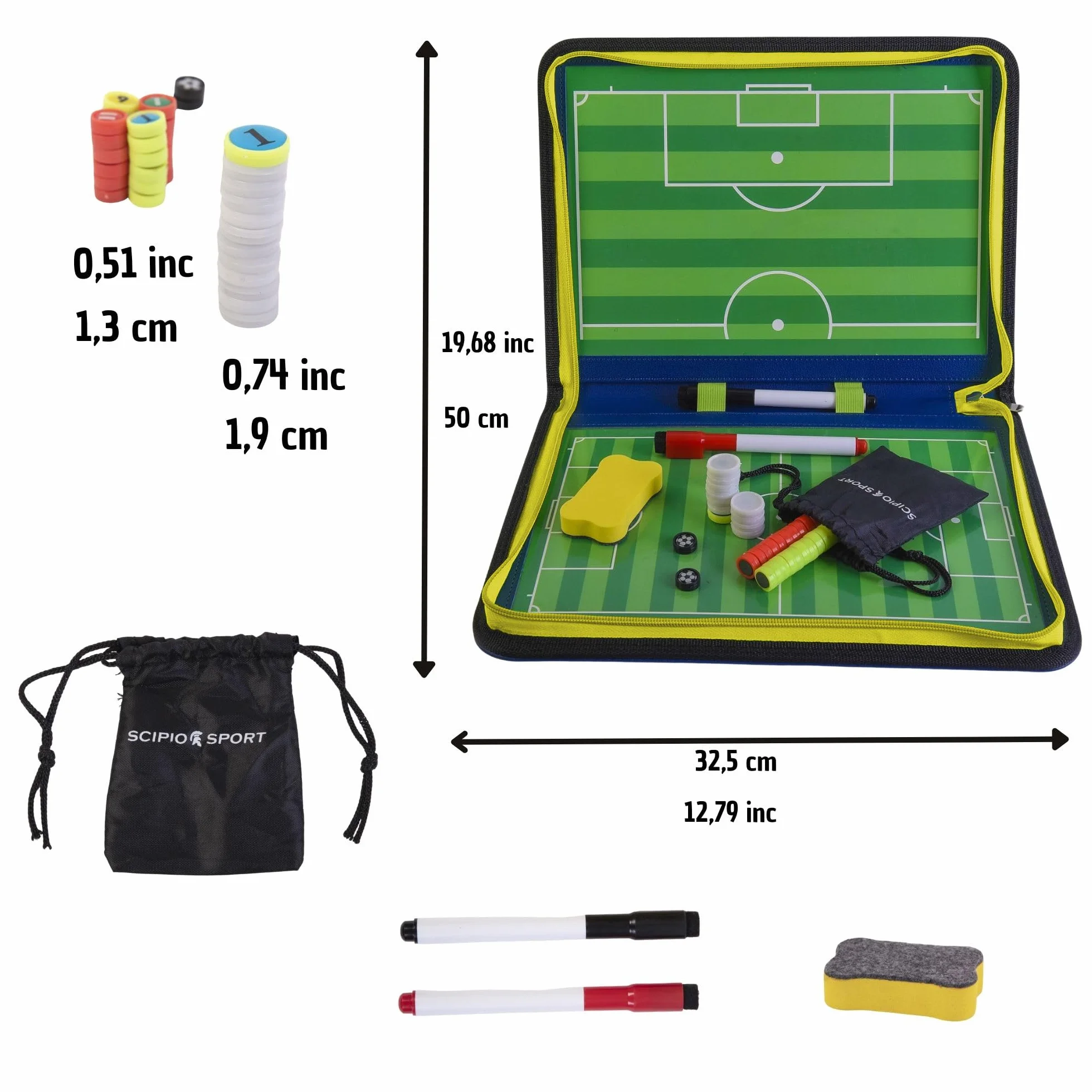 SCIPIO SPORT - Dispone de 3 Equipos, Pizarra Tactica Entrenador Futbol, Carpeta Tactica Entrenamiento, Regalo Entrenadores Futbol, Pizarra Magnetica Entrenador, Pizarra Futbol y Futbol 7