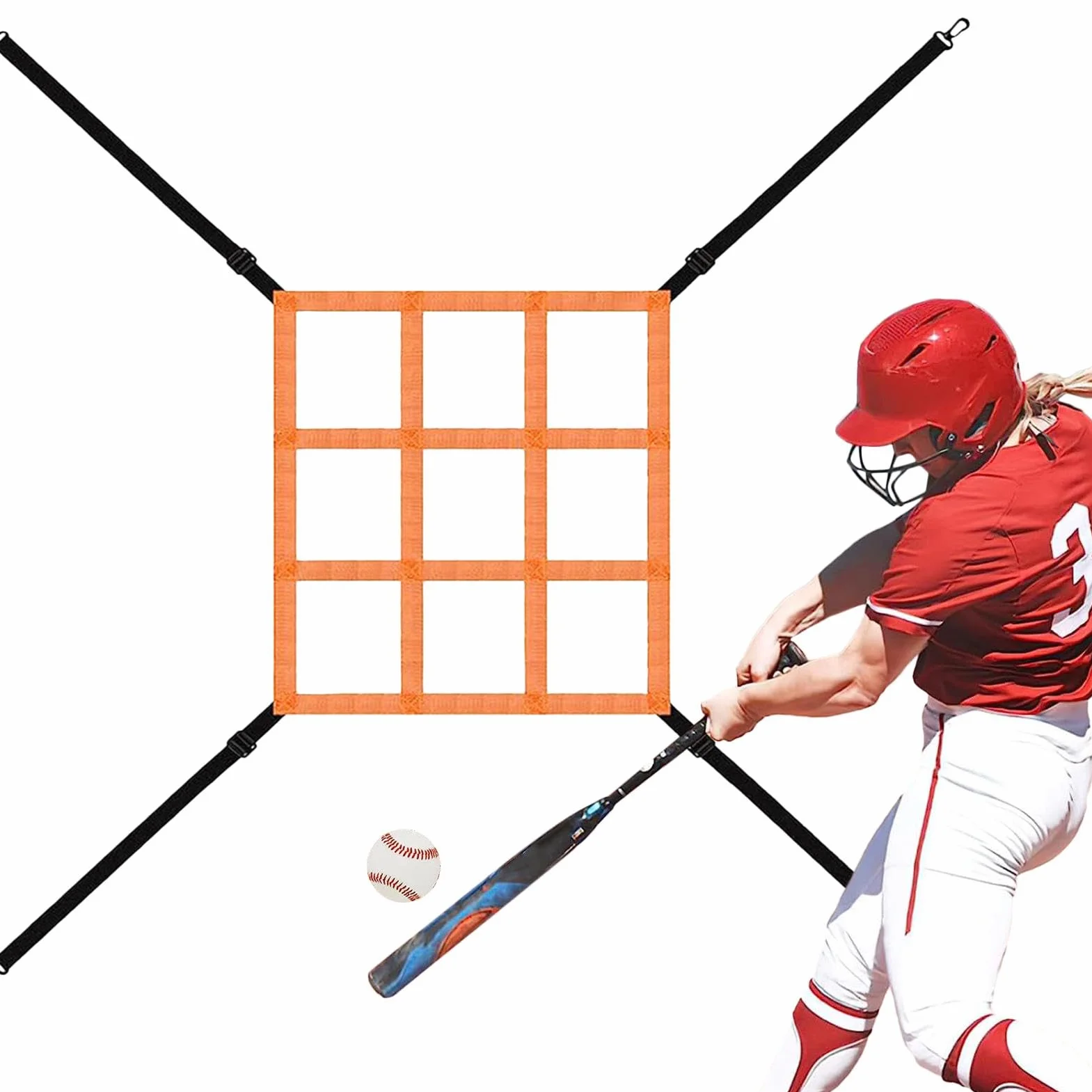 Strike Zone Target, Pitching Target Strike Zone | Red de objetivo de lanzamiento ajustable - Red de práctica de béisbol, correa de fijación para golpear, golpear, atrapar, ayuda de