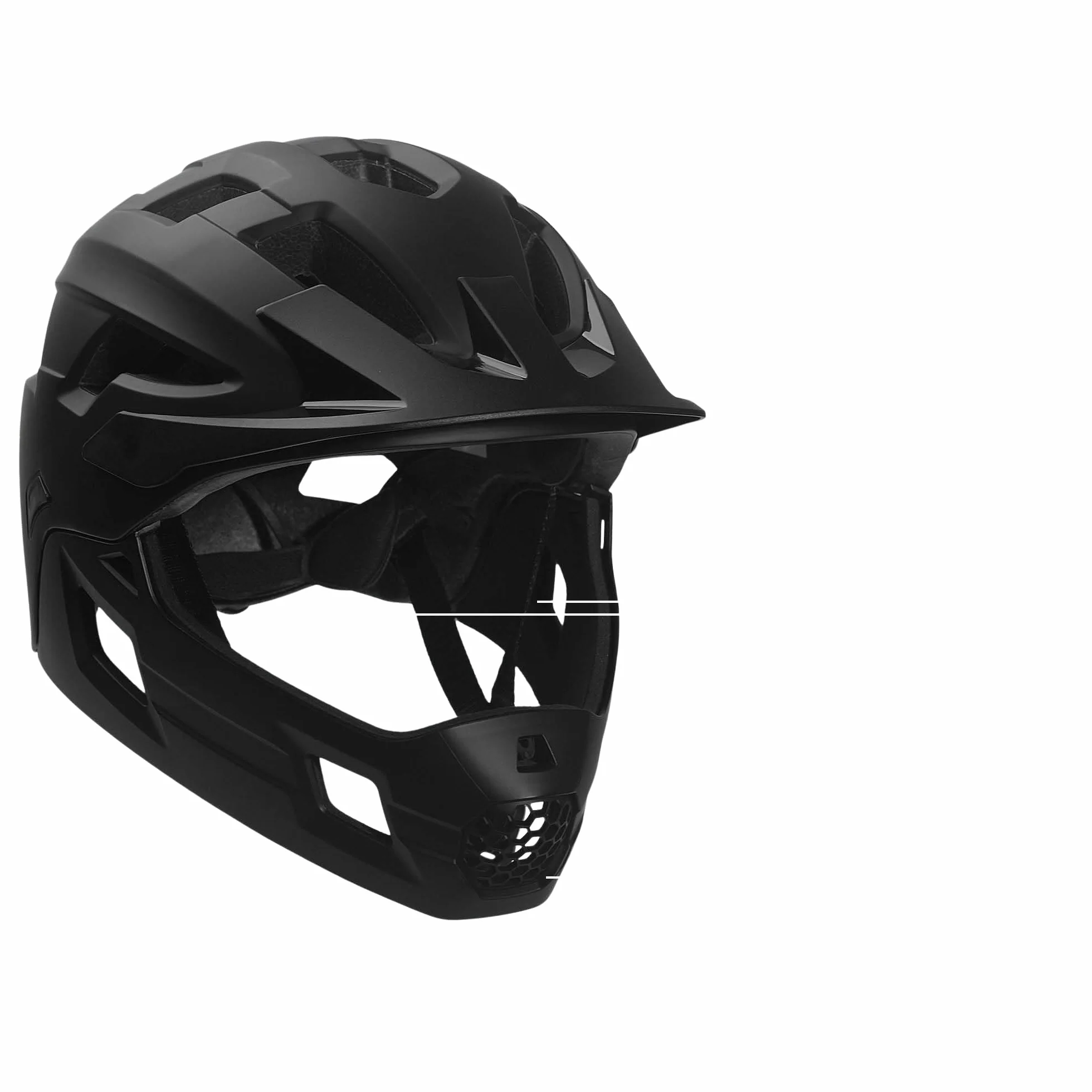 Crazy Safety Casco Bici Integral - Negro | para Bicicleta de montaña, BMX, monopatín | Casco Infantil 2 en 1 con mentonera Desmontable | Casco de Motocross Talla M 54-57 cm | Ligero y ventilado