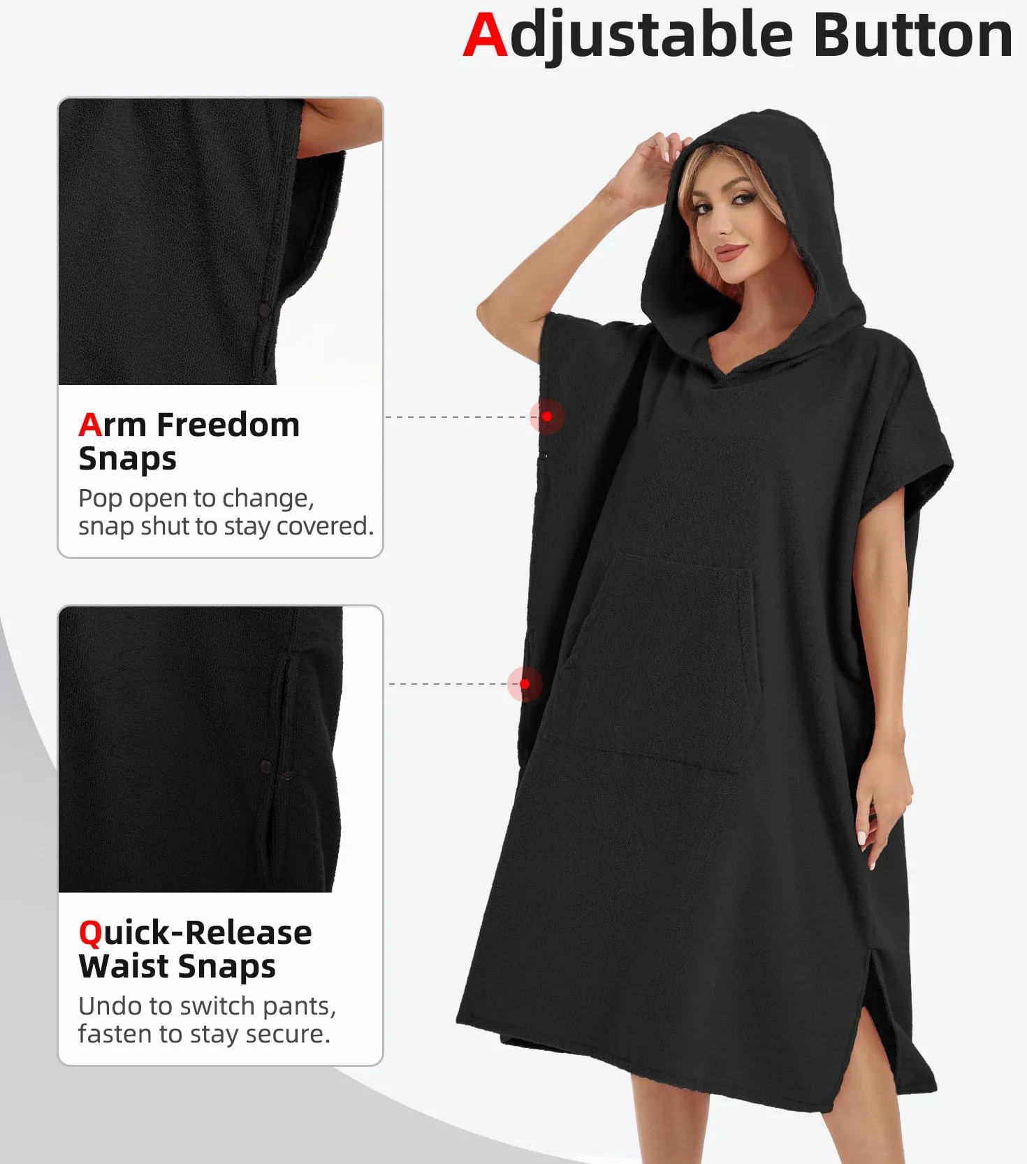 Poncho de Surf Abahub de Microfibra para Hombre y Mujer, Toalla Absorbente y de Secado Rápido