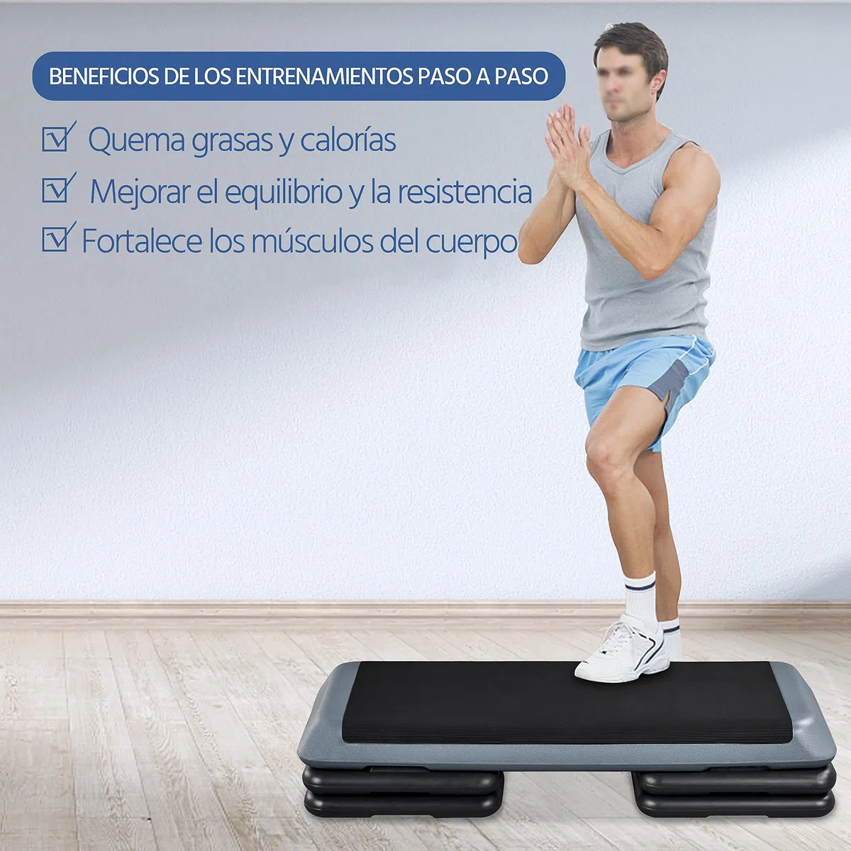 Yaheetech Steps Fitness Casa Step de Aeróbic Antideslizante Altura Adjustable en 11cm/16cm/21cm Stepper Fitness Profesional para Gimnasio Casa Carga 250kg 110x42cm