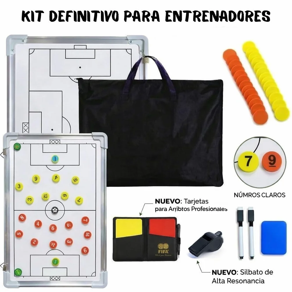 CREADY® Pizarra Entrenador de Futbol 44x31cm, Carpeta Táctica para Entrenar, Regalos para Entrenadores, Pizarra Magnetica Futbol, Pizarra Futbol Entrenador con Fichas Magnéticas y accesorios