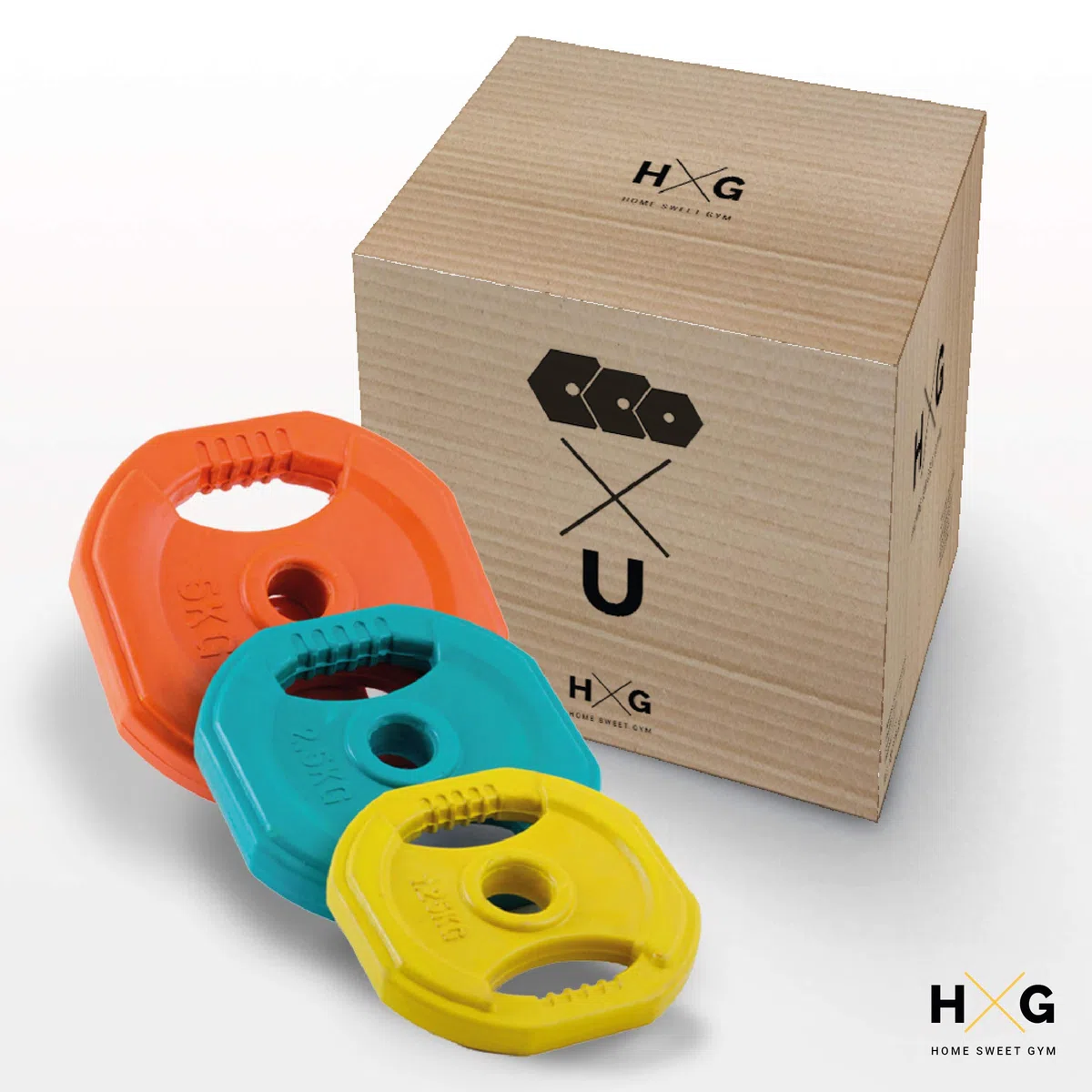 HxG. Juego Body Pump, Juego con Discos y Barra combinables hasta 17,5 kg, Ideal para la práctica de Ejercicios de Crosstraining o musculación y finess. Tu casa es tu Gimnasio.