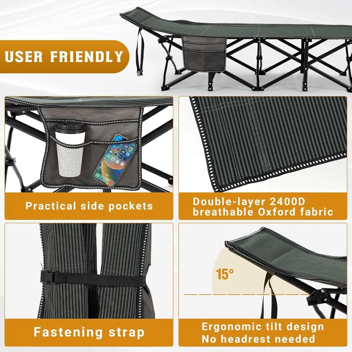 OVERMONT Oversized Folding Camping Bed for Adults