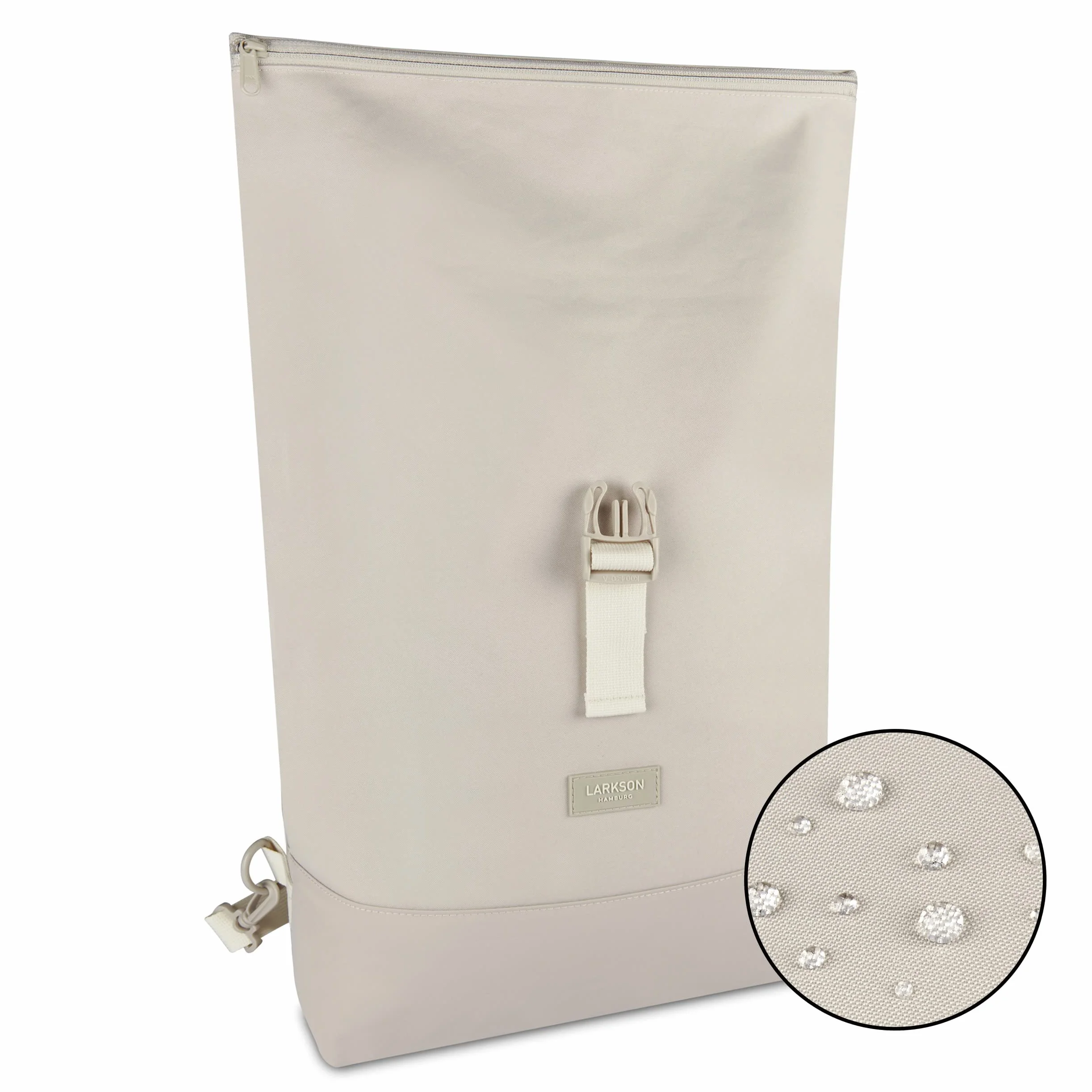 LARKSON Bolso Alforja para Bicicleta Beis - Tammo Bike - 2 en 1 Mochila de Ciclismo y Bolsa para Rack Trasero de Bici, Morral Material Reciclado - Repele Agua
