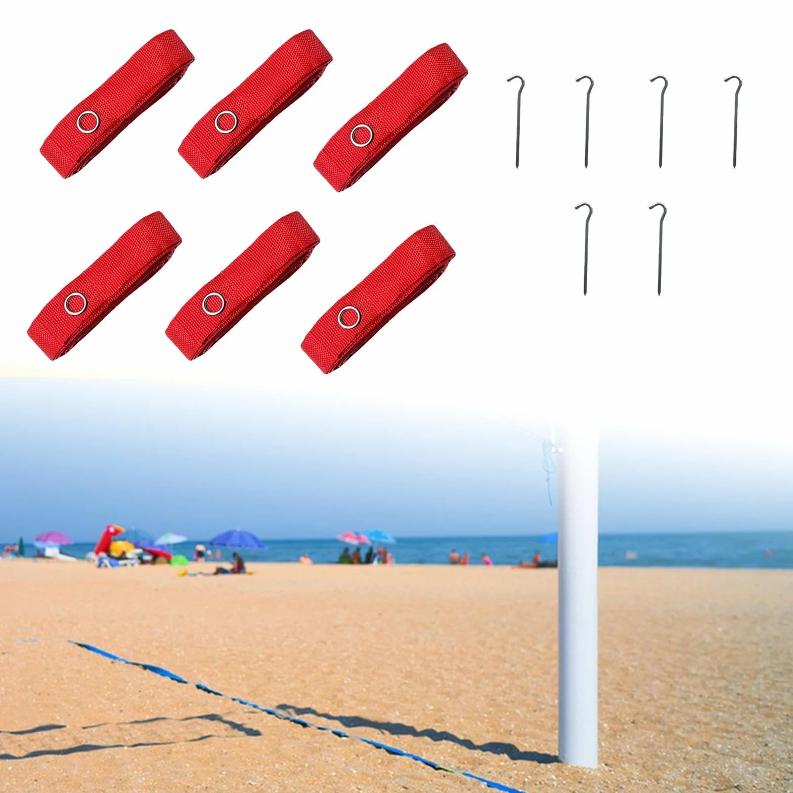 F Fityle 6X Líneas de Voleibol de Playa Líneas de bádminton 800cm de Largo Marcador de cancha portátil Marcador de líneas para Actividades al Aire Libre