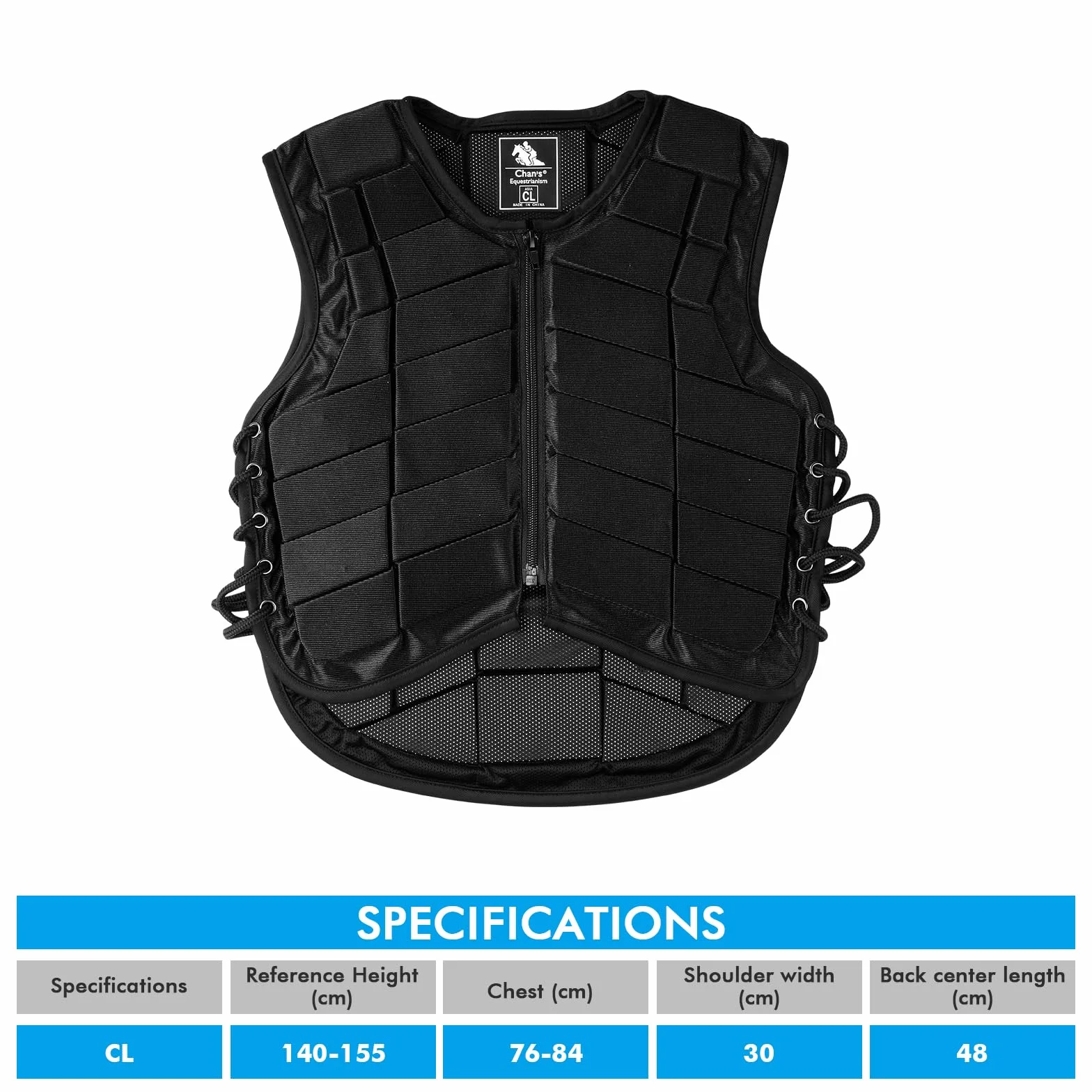 Protector Corporal para Montar A Caballo,Chaleco De Seguridad para Entrenamiento De Equitación Protector Negro Acrílico,Chaleco De Equitación Cómodo para Niños, Niñas Y Niños(CL)