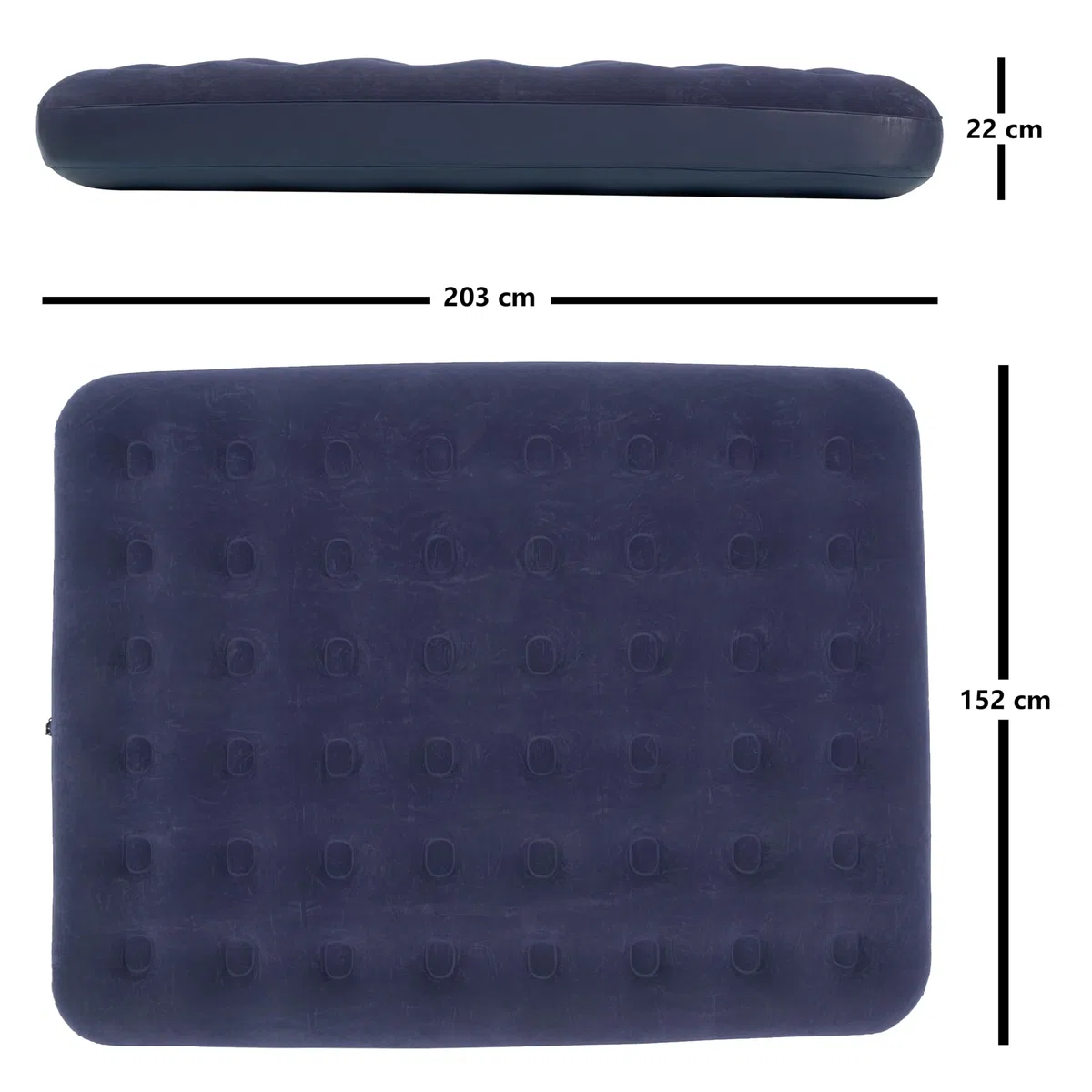 AVENLI Colchón Hinchable Queen-Size 203x152x22 cm, 2 Personas, Coil-Beam, con Bomba y 2 Almohadas, hasta 300 kg, Azul, Camping Cama supletoria Exterior – colchón Hinchable para 2 Personas