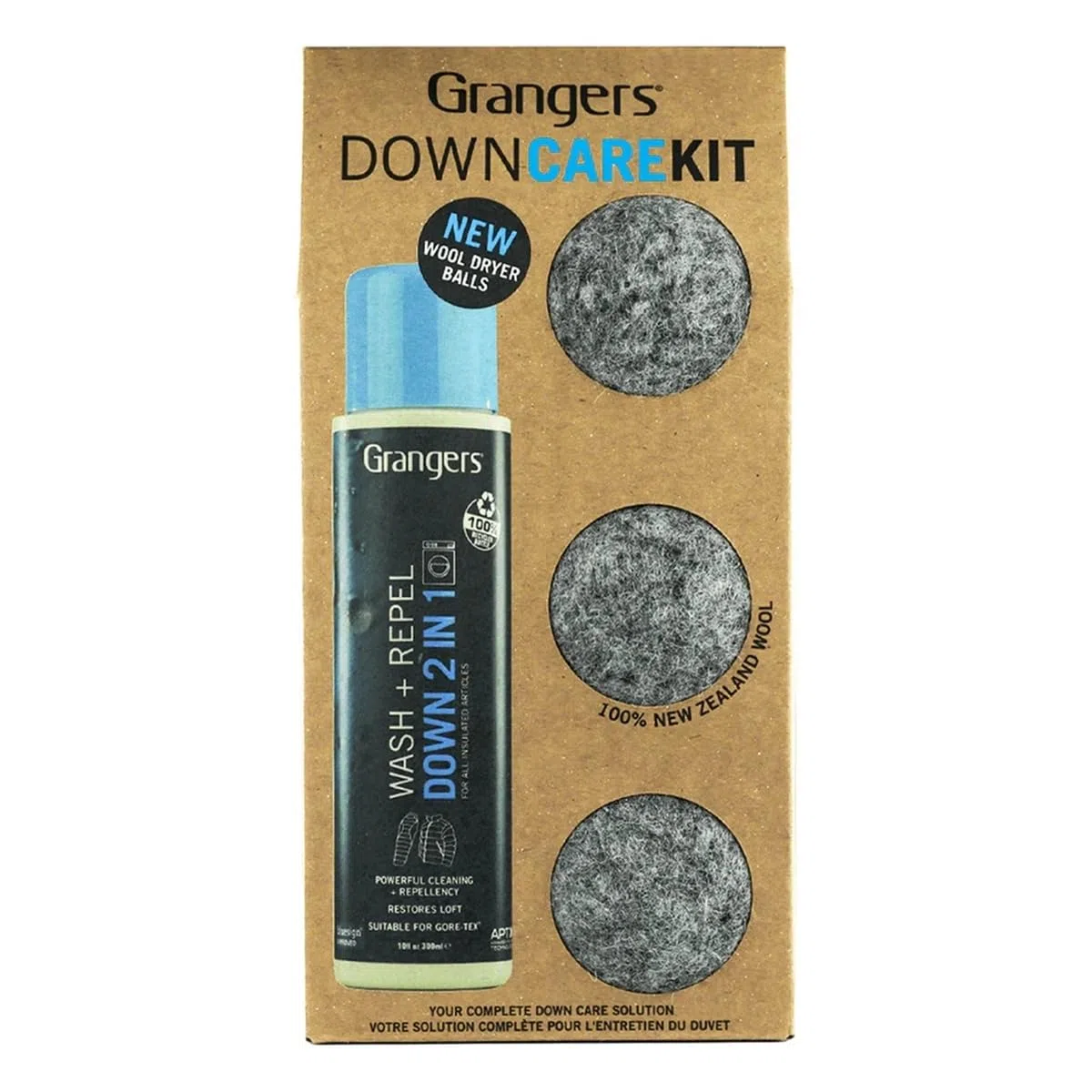 Grangers - Kit de Cuidado de plumón | Incluye Lavado y Repelente de plumón de 300 ml | X3 Bolas secas Chaquetas de plumón | Kit Todo en 1