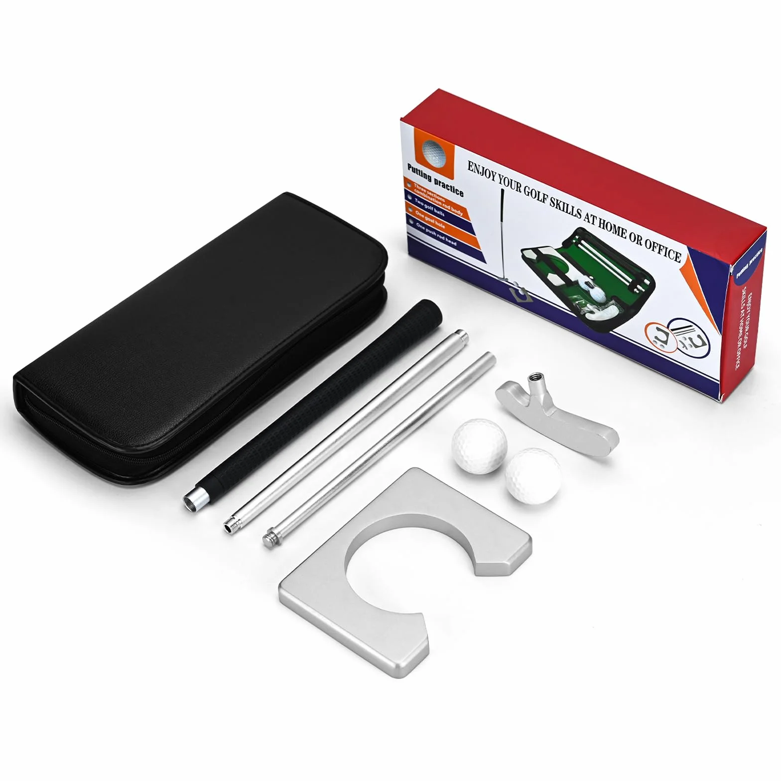 Putter de golf portátil kit de práctica con pelota desmontable