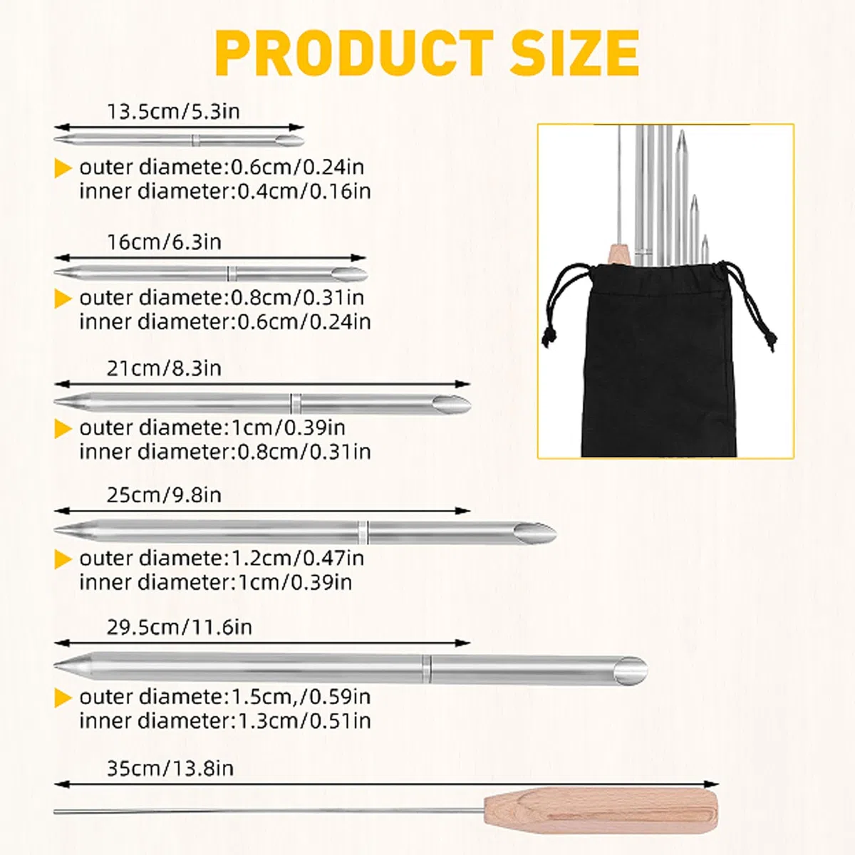Juego de 7 herramientas de empalme de cuerda 6 en 1 con bolsa de almacenamiento, incluye 1/2" 1/4" 5/16" 3/8" 7/16" para conectar cuerdas trenzadas