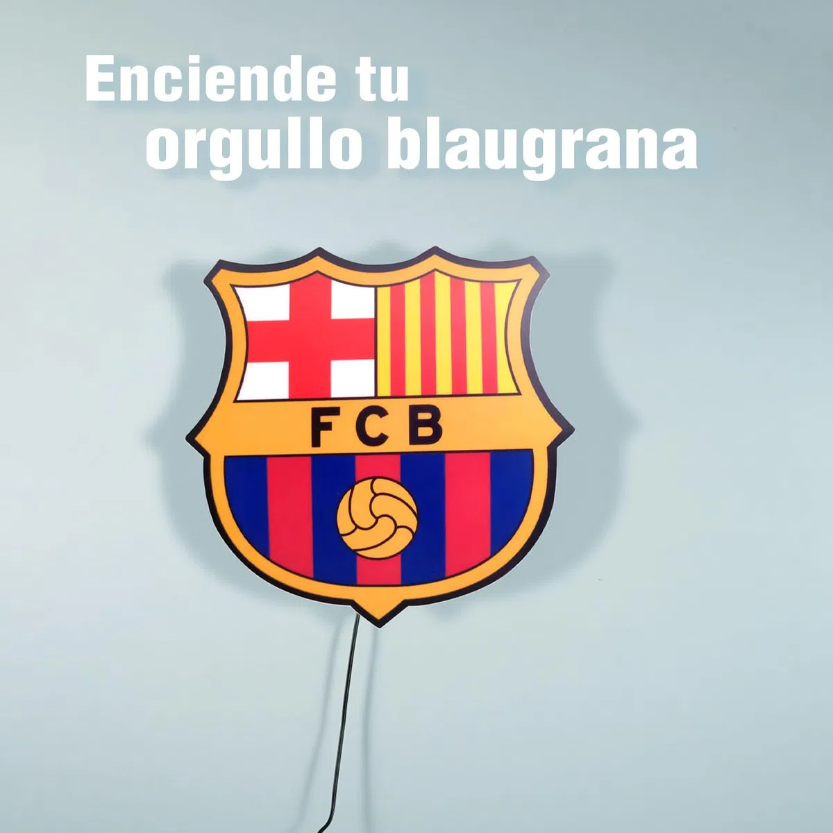 Escudo Pared o Ventana con Luz Electroluminiscente, Producto Oficial Real Madrid, Barça, Valencia F.C., Benfica, 2 Modos de Luz, Inversor USB y Cinta Doble Cara, Regalo Hinchas Fútbol