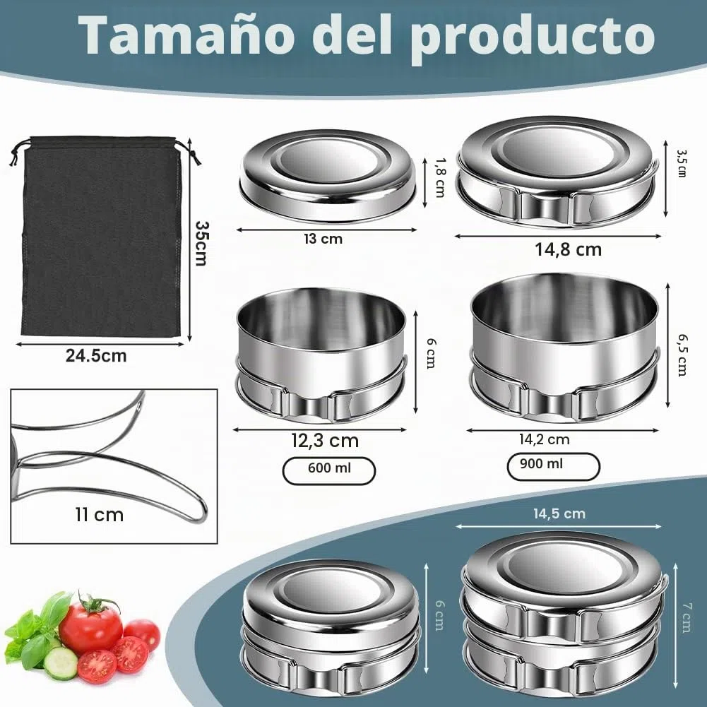 QINERSAW Juego de Utensilios de Aocina para Campar Acero Inoxidable Utensilios Cocina Camping para Acampar Excursión Escalada Senderismo (4 Pcs)