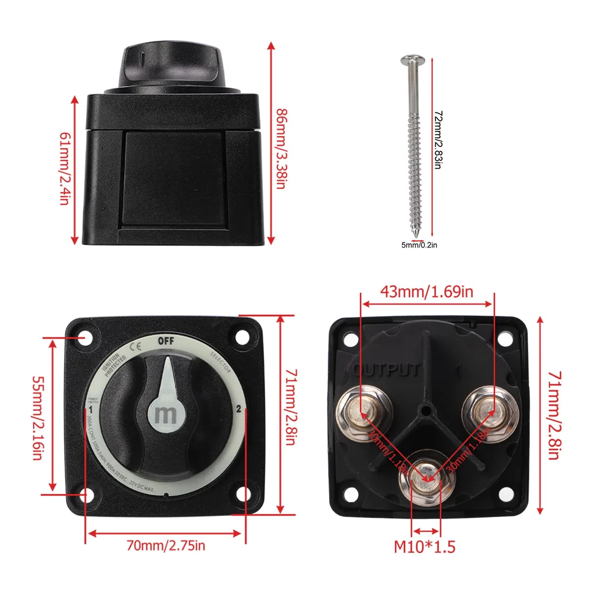 Interruptor Power Kill, 300 A, interruptor selector de batería, interruptor de 3 posiciones para barco autocaravana