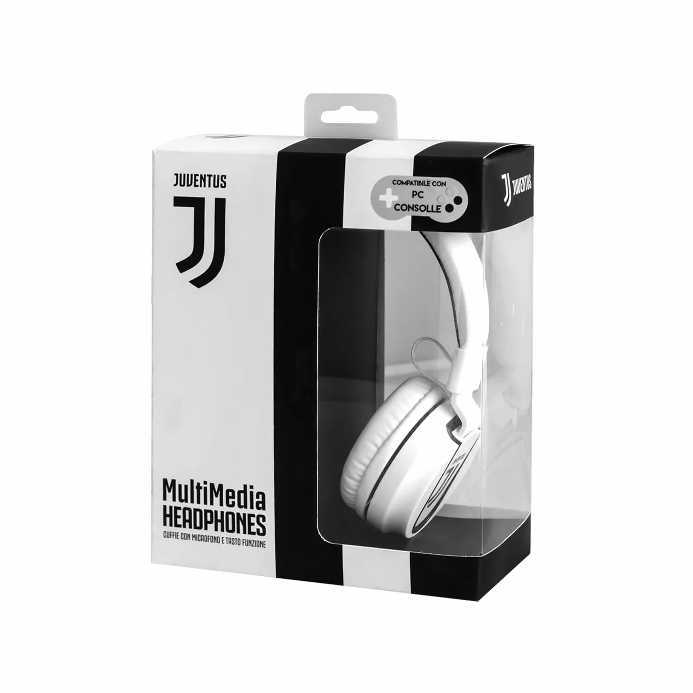 TECHMADE Juventus Football Auriculares On-Ear con Cable AUX Blanco/Negro Adaptador USB C