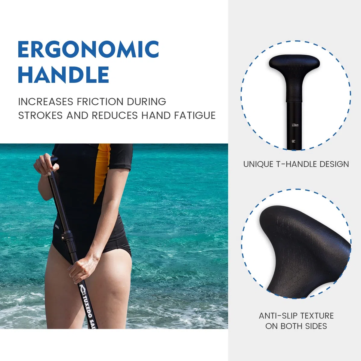 Tuxedo Sailor Sup Paddles - Adjustable Stand Up Paddle 3 Piece or 4 Piece Floating Alloy Portable Paddle Board Paddles - Lightweight & Floating oars - Durable and Packable - Efficient Padding