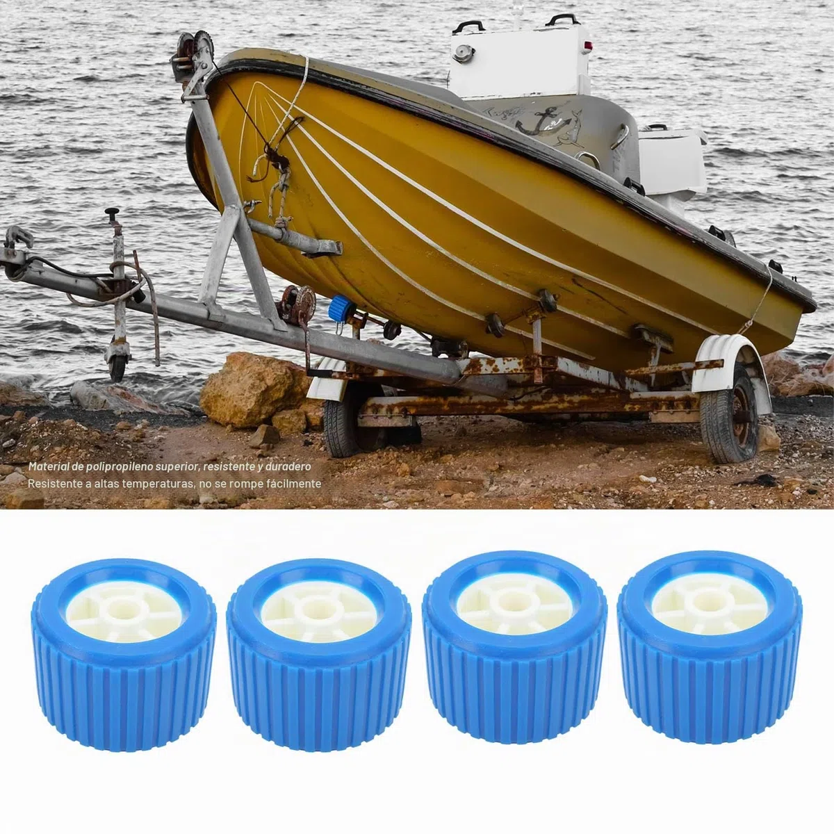 4 PCS Rodillo Remolque Nautico, Rodillo Oscilante Acanalado Marino Prueba de Arañazos para Barcos, Yates, Remolques