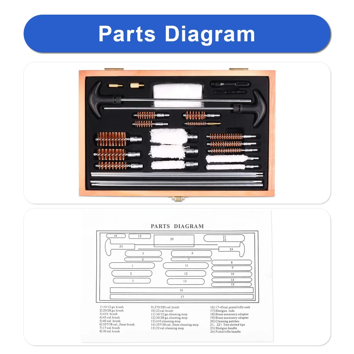 Kit Limpieza de Armas Universal para Todos Los Calibres, Kit de Limpieza de Pistola Rifle Escopeta, 5.56mm 9mm, Cal 12 17 22 223 270 308 357, Amplio Set de Limpieza para Armas/Accesorios