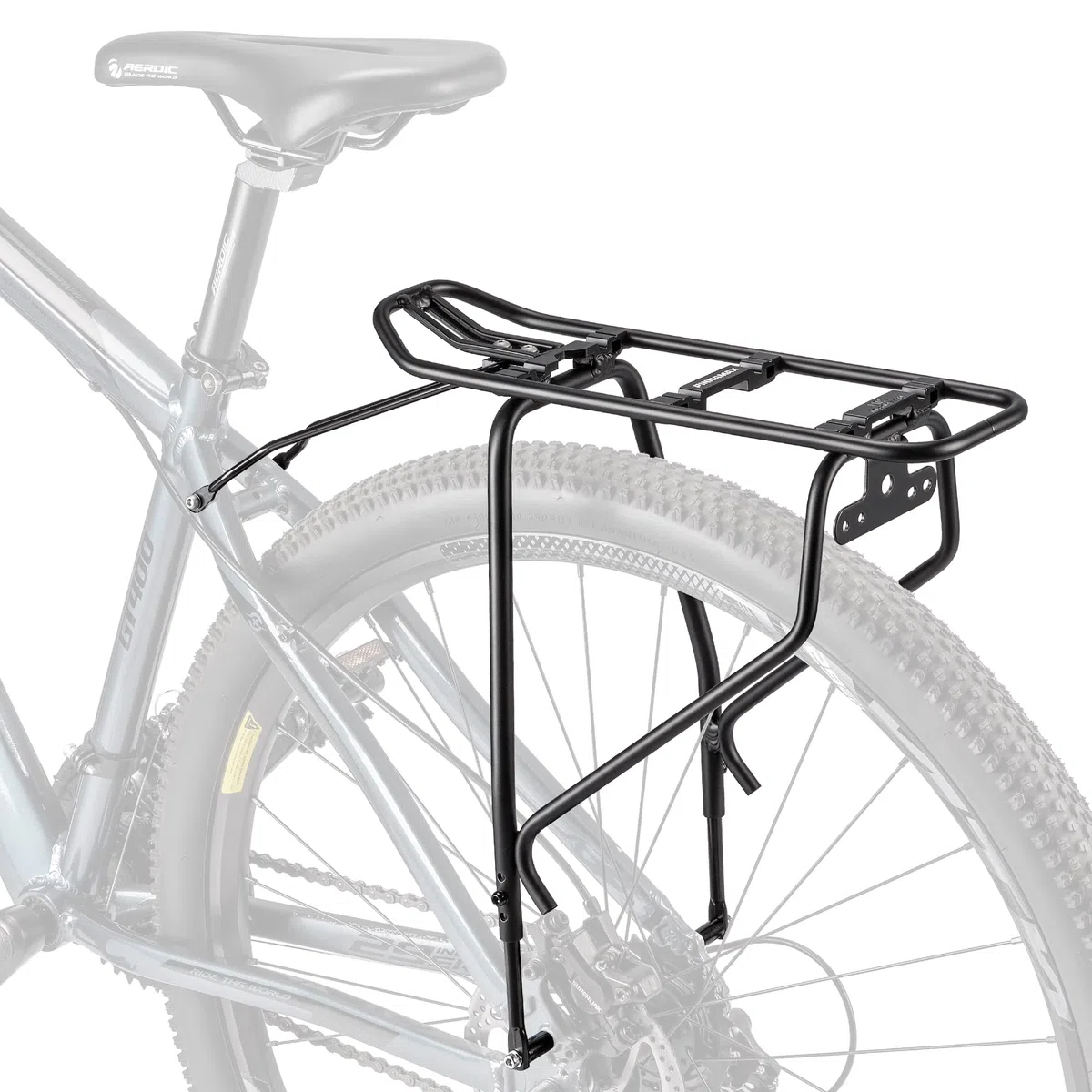 Portaequipajes trasero para bicicleta – Portaequipajes compatible con el sistema MIK, portaequipajes para bicicleta con frenos de disco/sin frenos de disco – Altura ajustable para cuadros de 26"-29"
