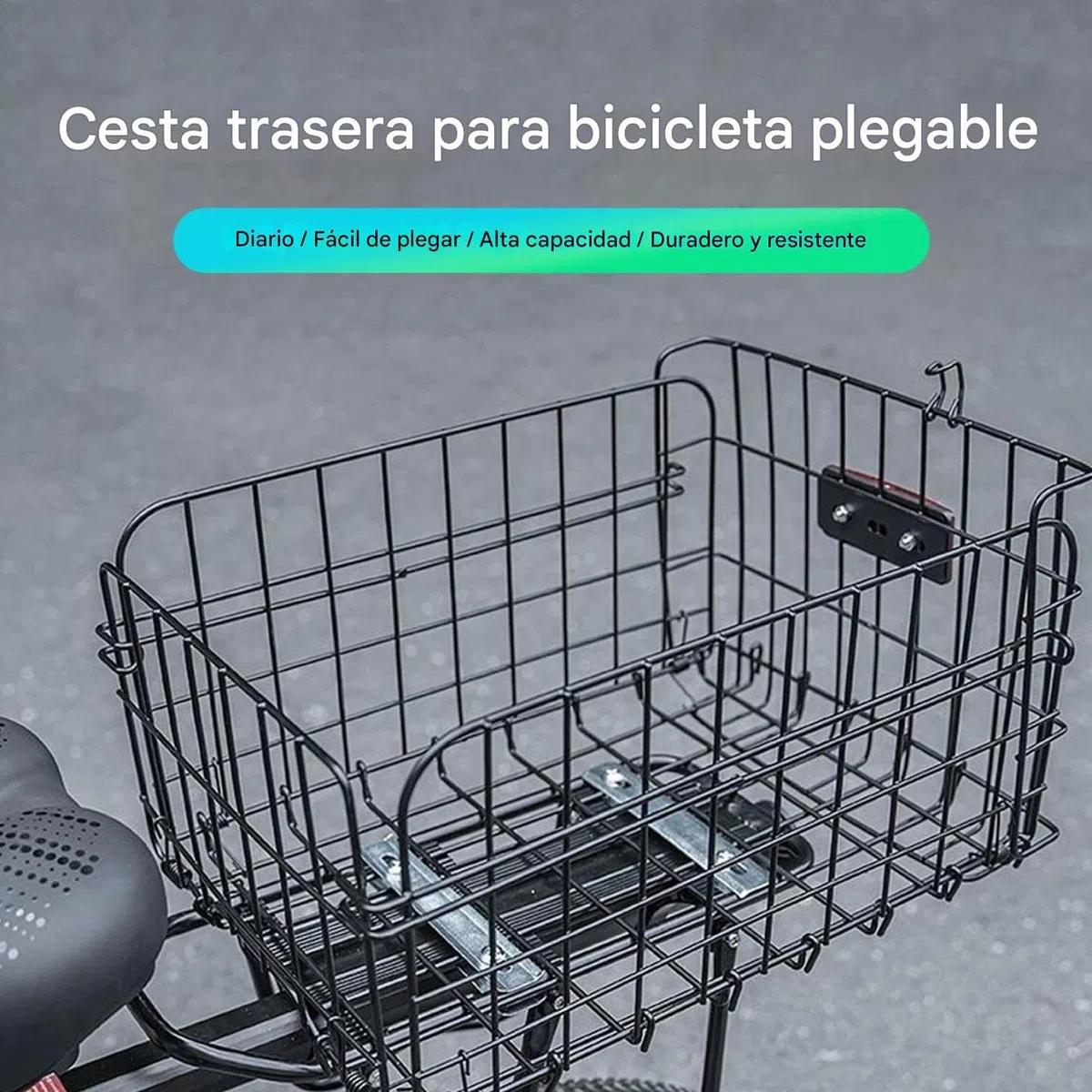 Canasta para Bicicleta - Canasta Trasera Plegable para Bicicleta Caja Amplia | Accesorios Ciclismo Organizador Gran Almacenamiento Unisex Compras Equipaje Exteriores