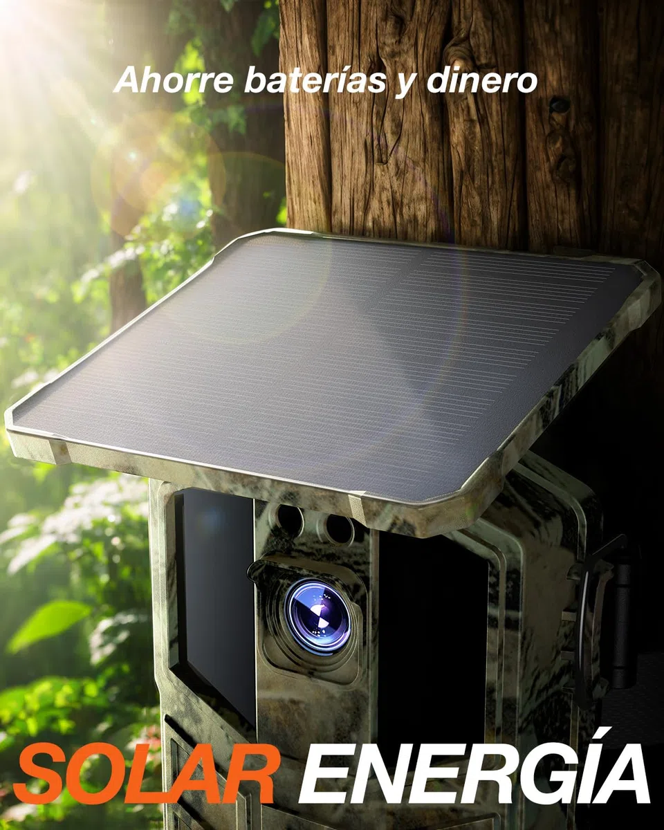iZEEKER Cámara de Caza Solar 4K 48MP, con Visión Nocturna, Impermeable IP66, 0.1s Tiempo de Activación, Batería de Litio de Gran Capacidad Integrada, Observación de Animales, con Tarjeta SD de 32GB