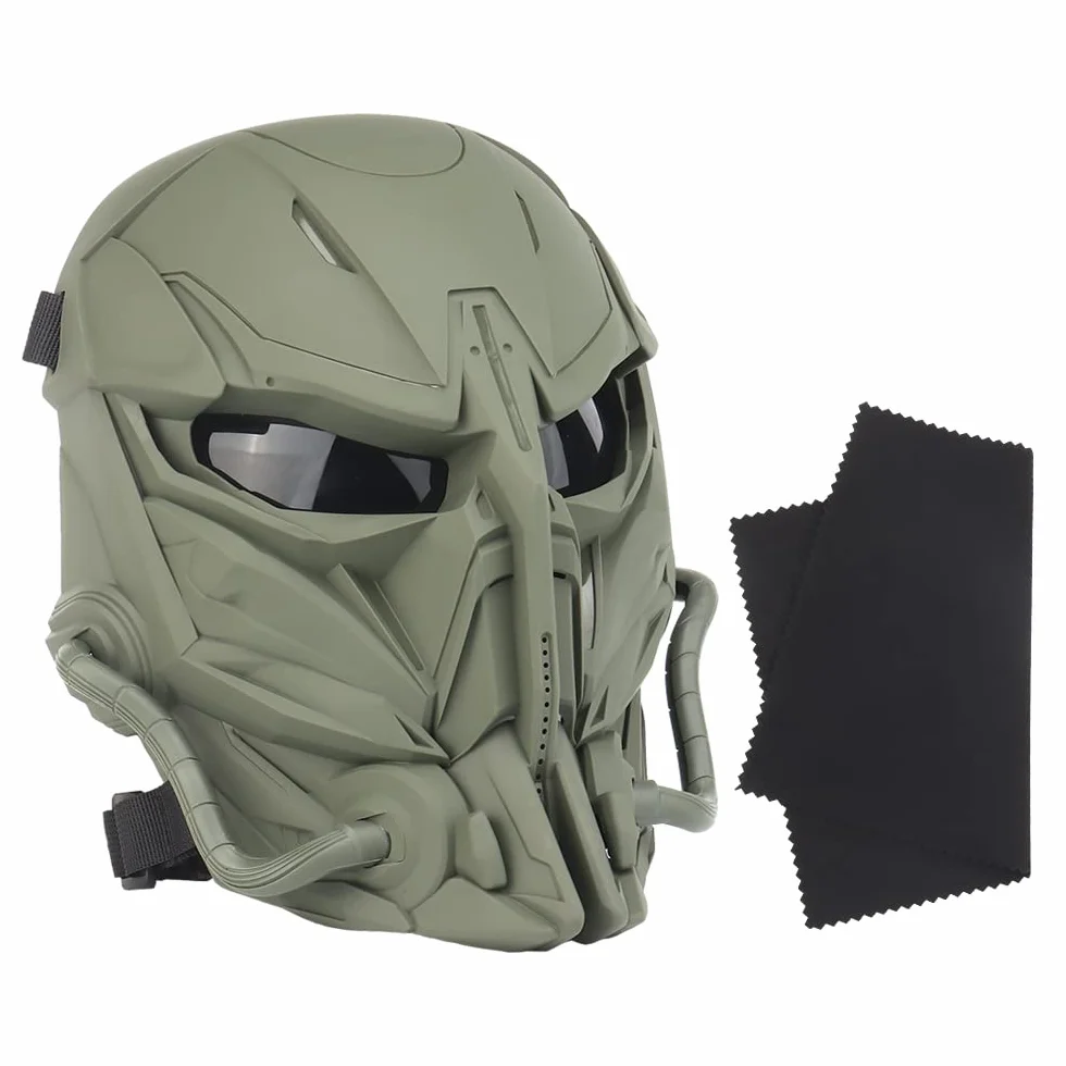 Máscara Táctica Pistola Aire Comprimido Grey Lens Full Face Skeleton Paintball Protección Máscara Juegos Guerra Halloween