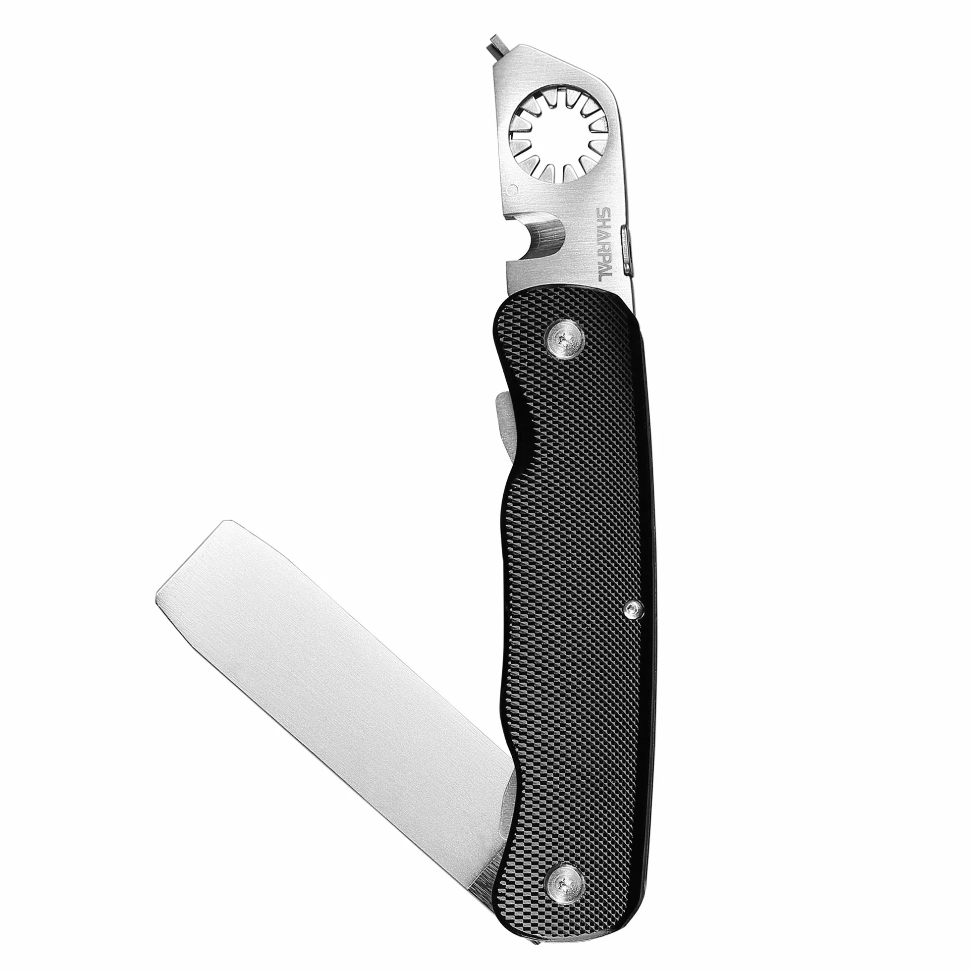 SHARPAL 179N 5 en 1 - Afilador de flechas con llave y pluma de diamante con doble grano y mango de aluminio anodizado con clip de bolsillo