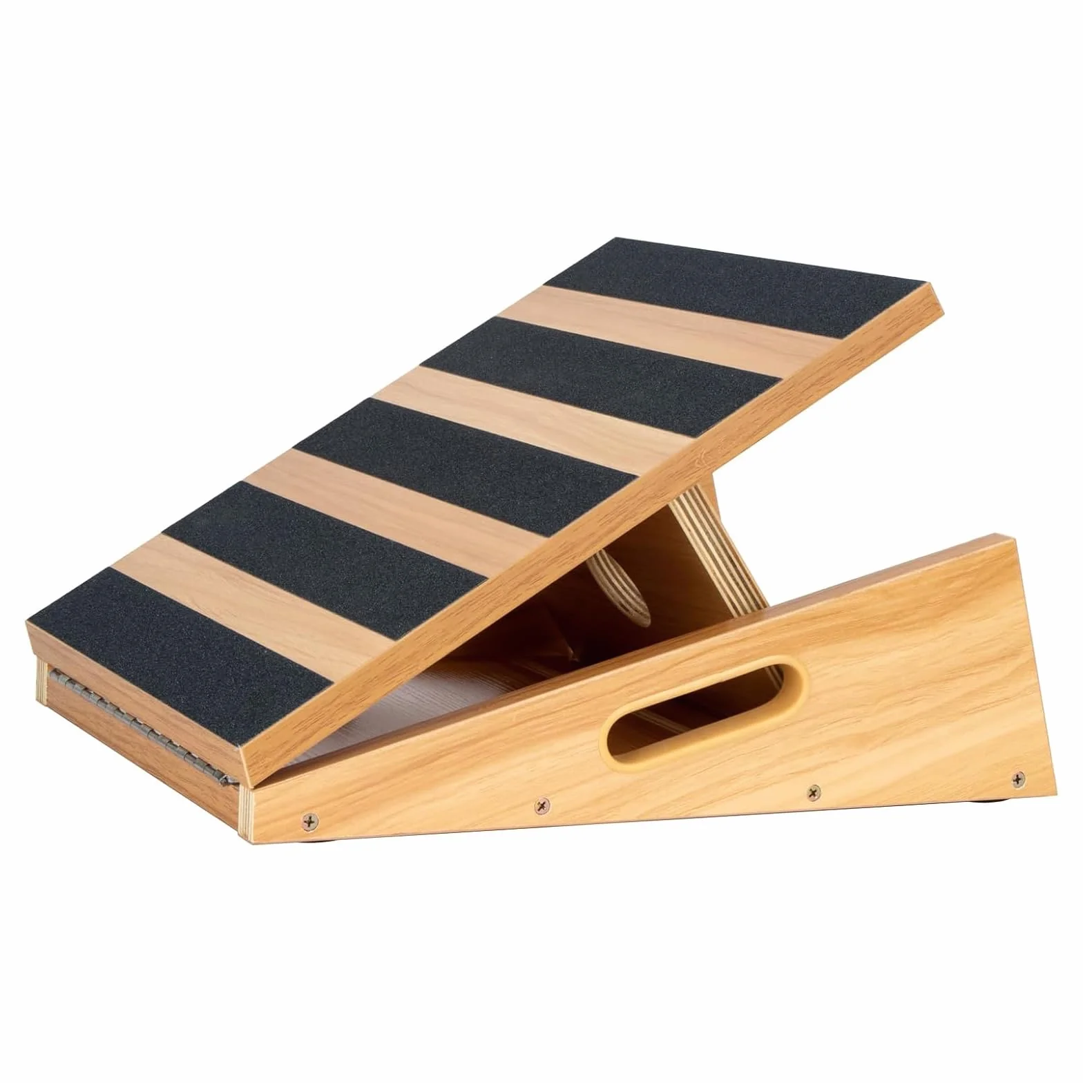 Tabla de madera inclinada profesional de tamaño mediano, tabla de inclinación para estirar las pantorrillas – diseño con asa extra lateral para transportarla fácilmente – 40,6 x 31,7 cm