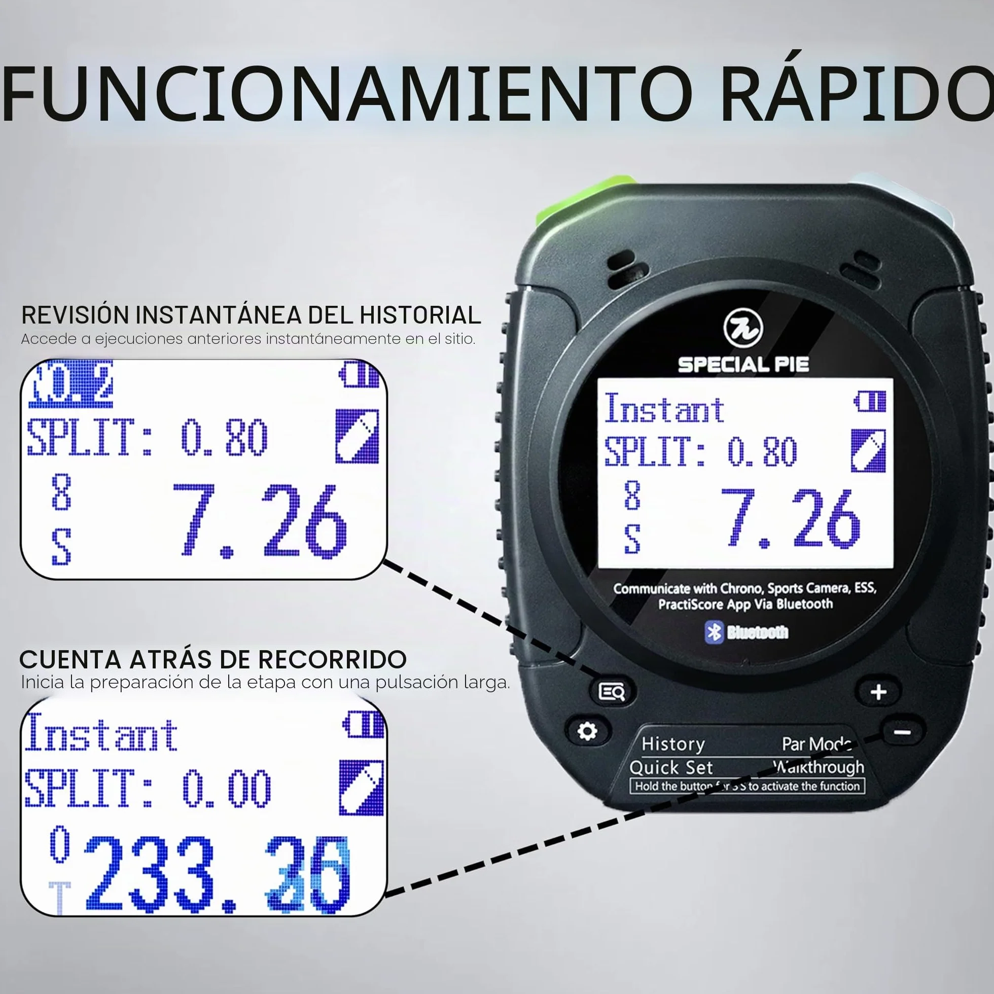 Temporizador de Disparo（M1A2+） | IPSC, Bluetooth, certificado IROA, zumbador fuerte, sensor de sonido inteligente, fuego seco