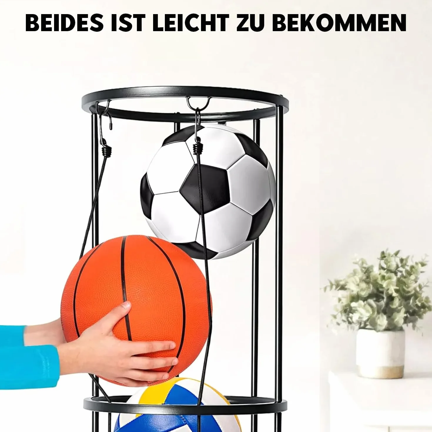 Soporte vertical para pelotas con ruedas, jaula de almacenamiento montada en la pared, estantería para baloncesto, fútbol y voleibol