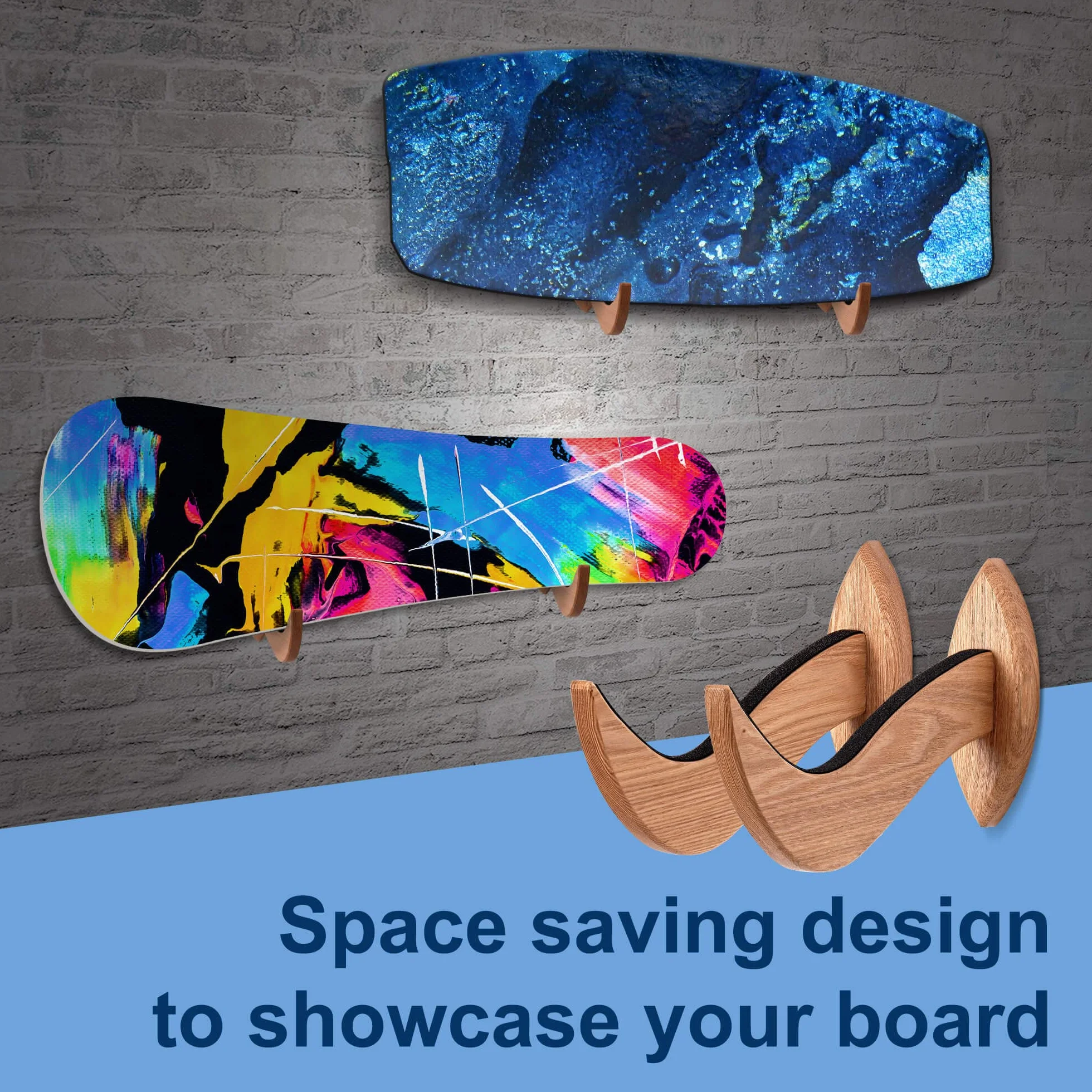 Soporte de Pared para Tabla de Surf, Colgador de Madera Sostenible, Estante para Mostrar Tabla (Transparente)