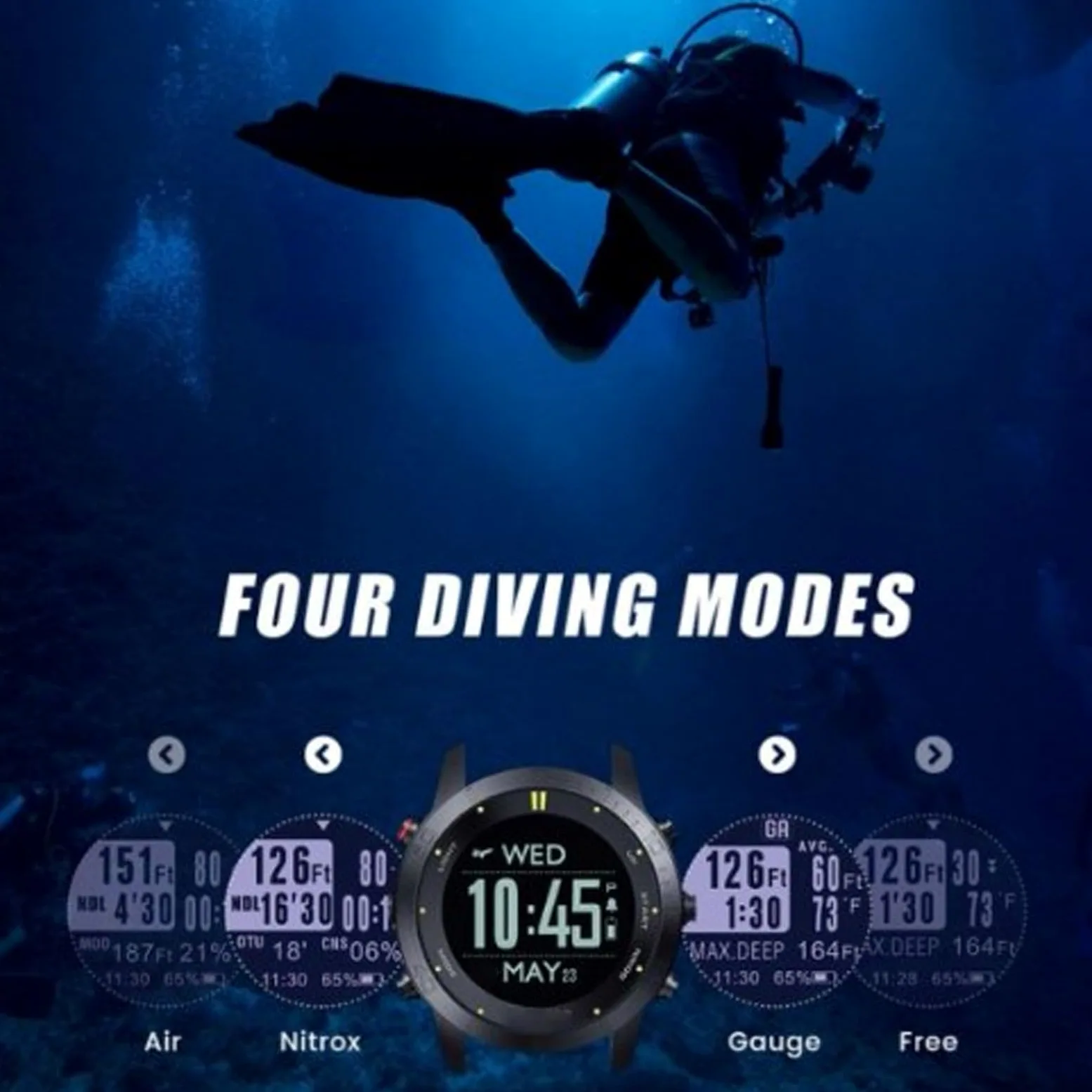 Reloj Inteligente de Buceo con Computadora para Hombres, Elegante Correa Blanca de 1,18 Pulgadas, Seguimiento Preciso de Profundidad, Resistente Al Agua, 100m