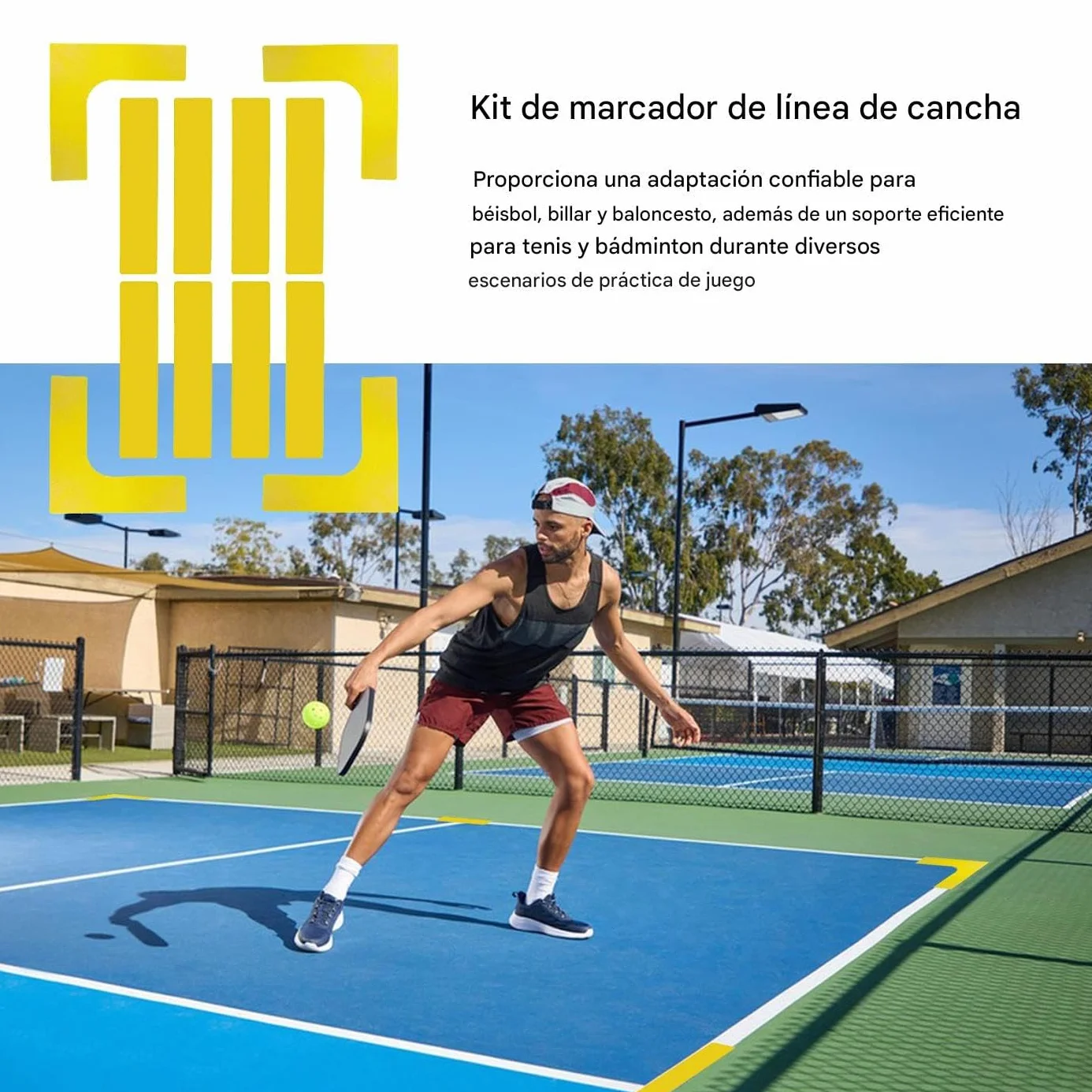 Kit de Líneas para Pistas de Pádel | Marcadores Desplegables para Delinear Pistas | Accesorios Deportivos Portátiles Resistentes al Viento