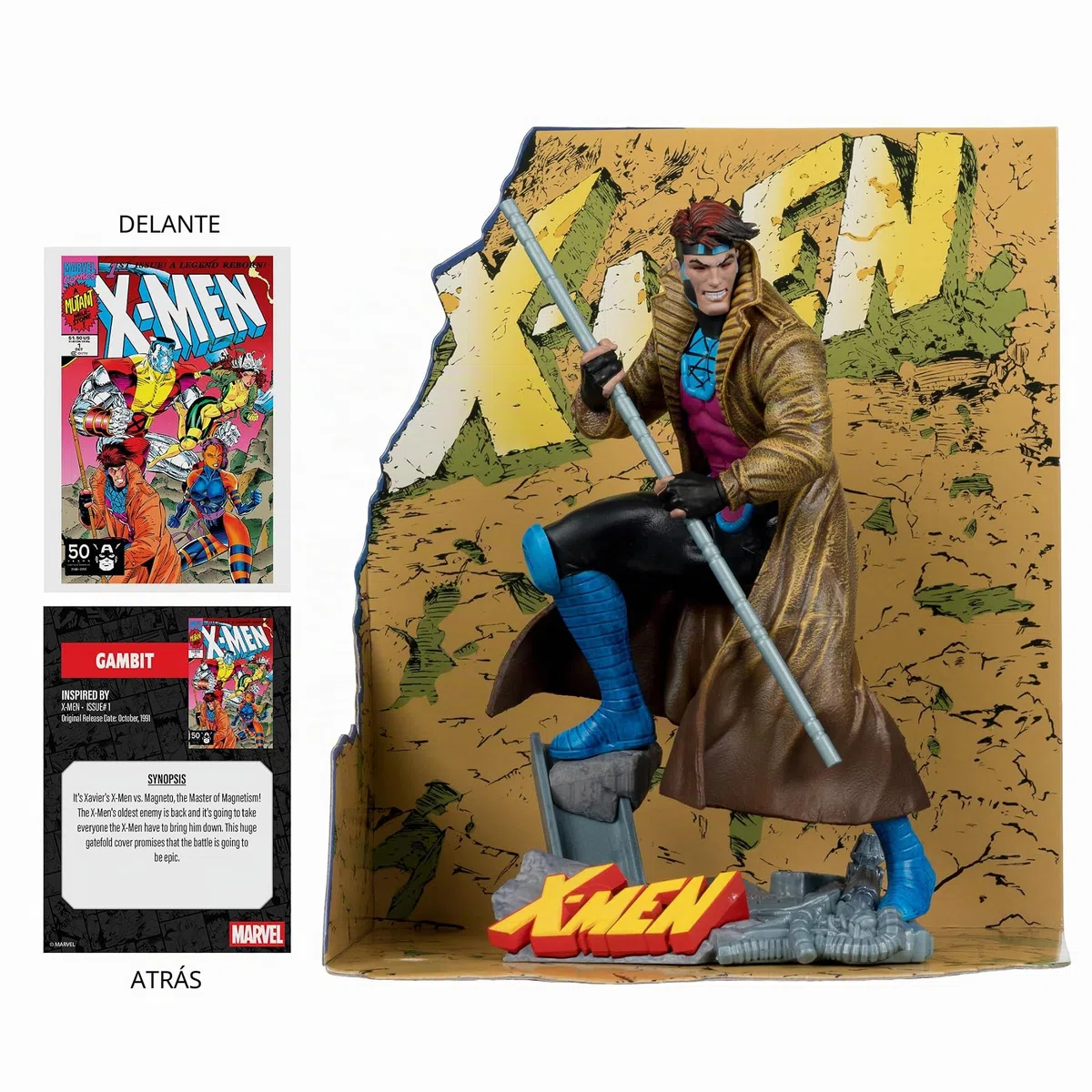 McFarlane Marvel Gambit - Juguete Coleccionable a Escala 1:10 con Escena (X-Men #1)