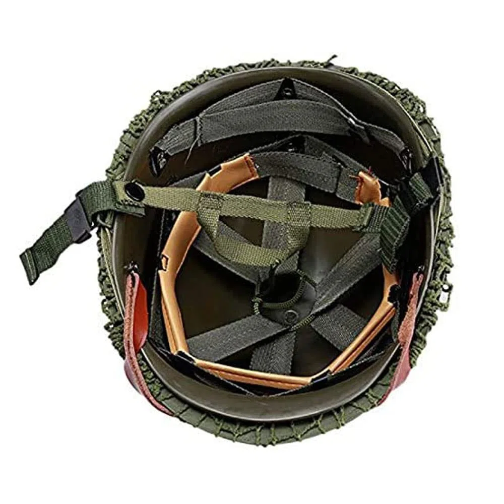 WW2 US Army M1 - Réplica de Casco Verde con Correa de Barbilla, Color Verde