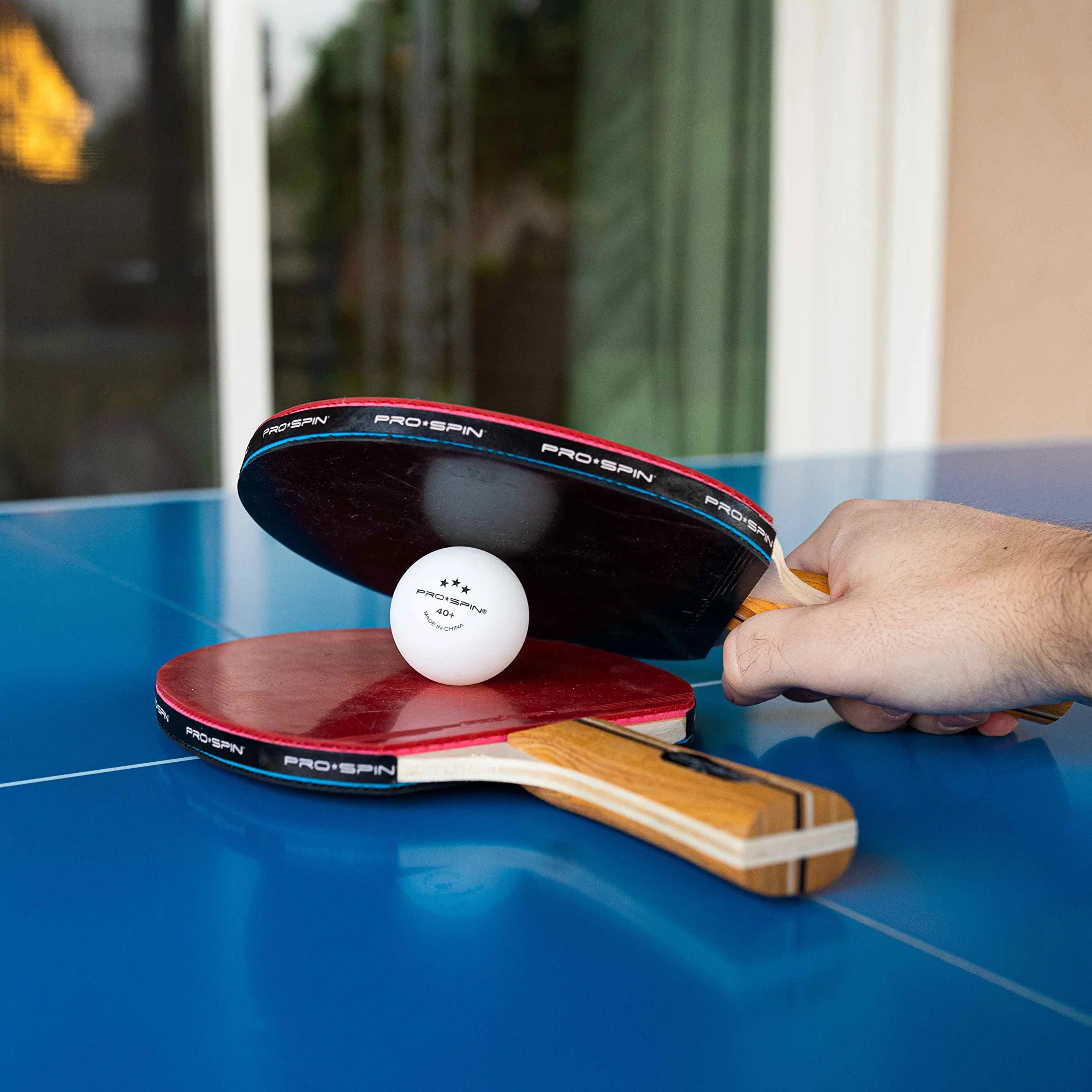 PRO-SPIN Palas de Ping Pong Set Raquetas Tennis Mesa Premium Pelotas 3 Estrellas Estuche Compacto